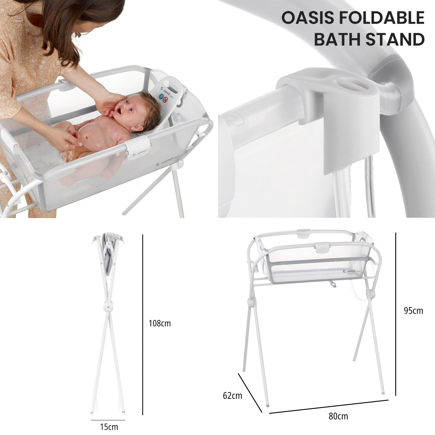 Jane Oasis Foldable Bathtub & Stand Bundle