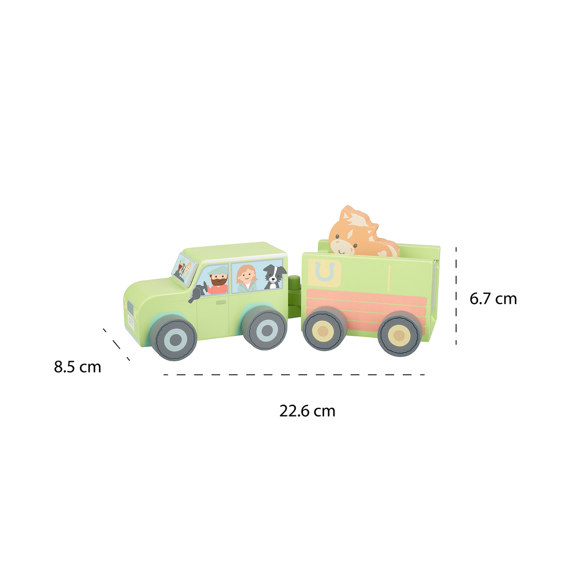 Orange Tree Toys - Wooden Farmyard 4x4 with Horse Box and Horse
