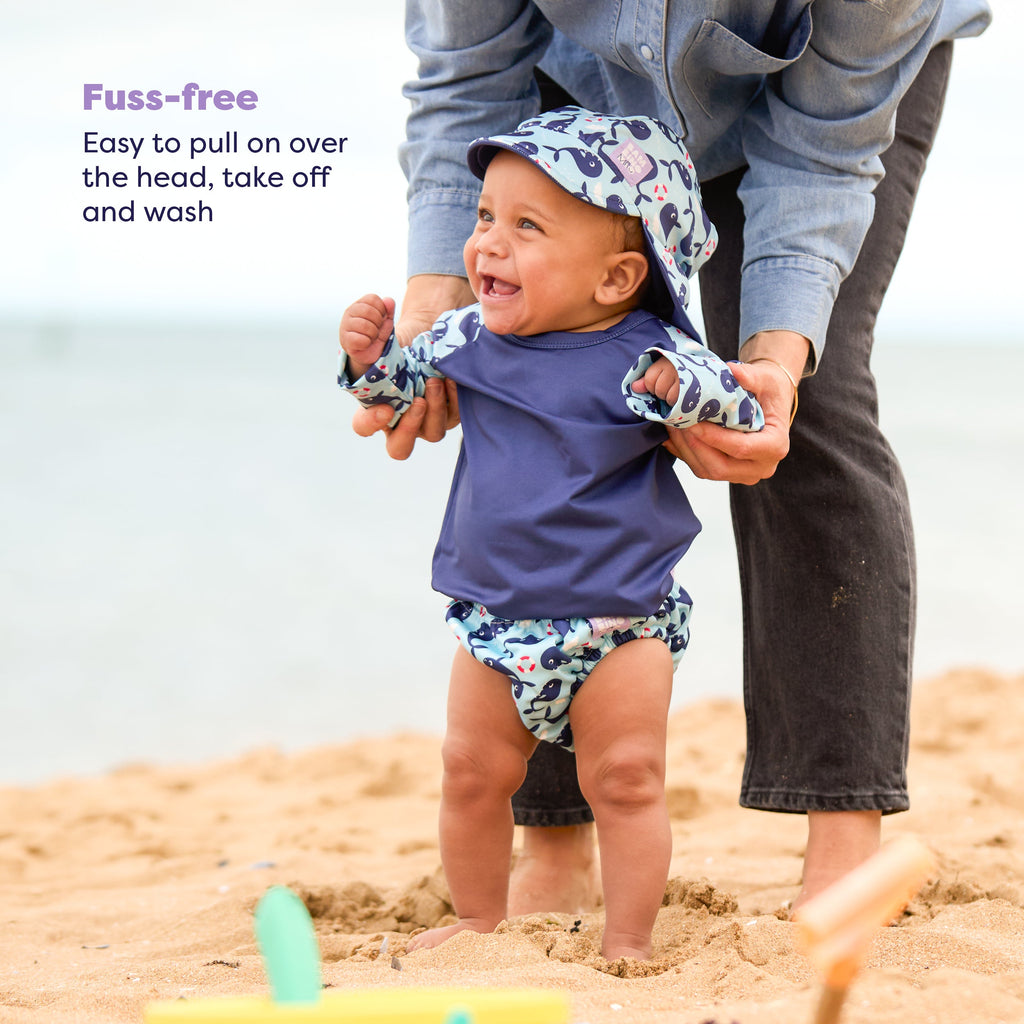 Bambino Mio UPF 40+ Soft and Gentle Protective Swim Rash Vest - Blue Whale