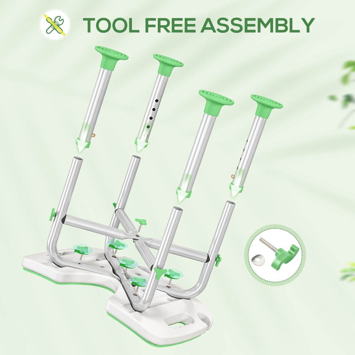 Bath / Shower Stool & Grab Handle, Adjustable Height - Green - Max 150kg