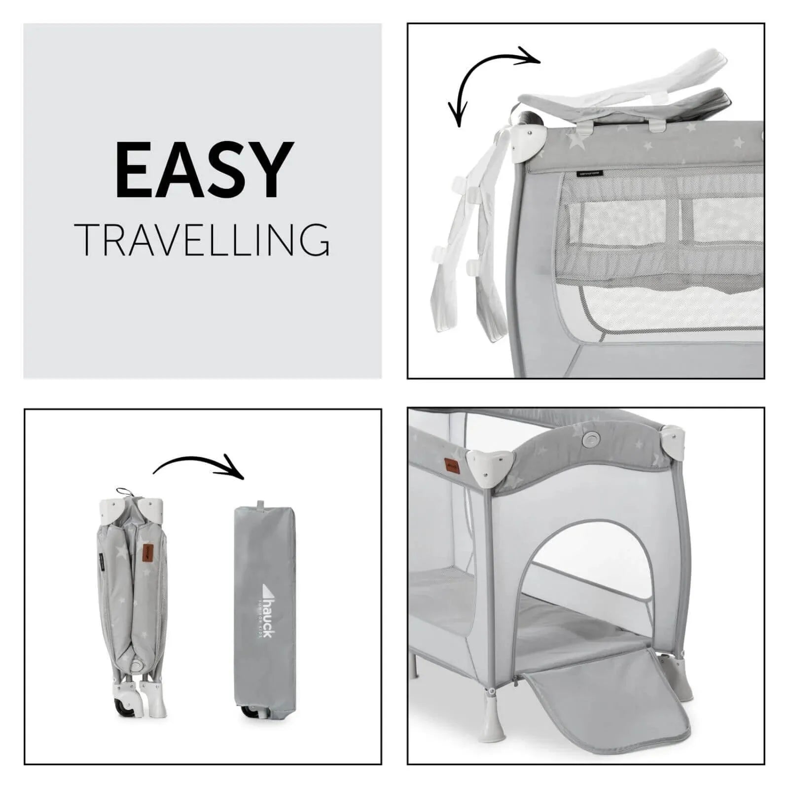 Hauck Sleep N Play Centre Bassinet Travel Cot & Playpen - Stars