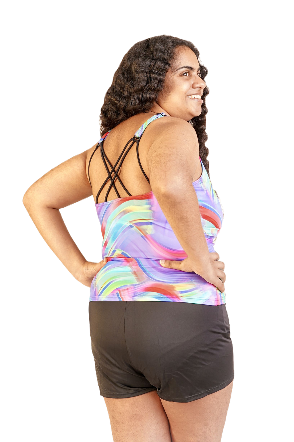 Kes-Vir Ladies Indigo Wave Tankini with Shorts