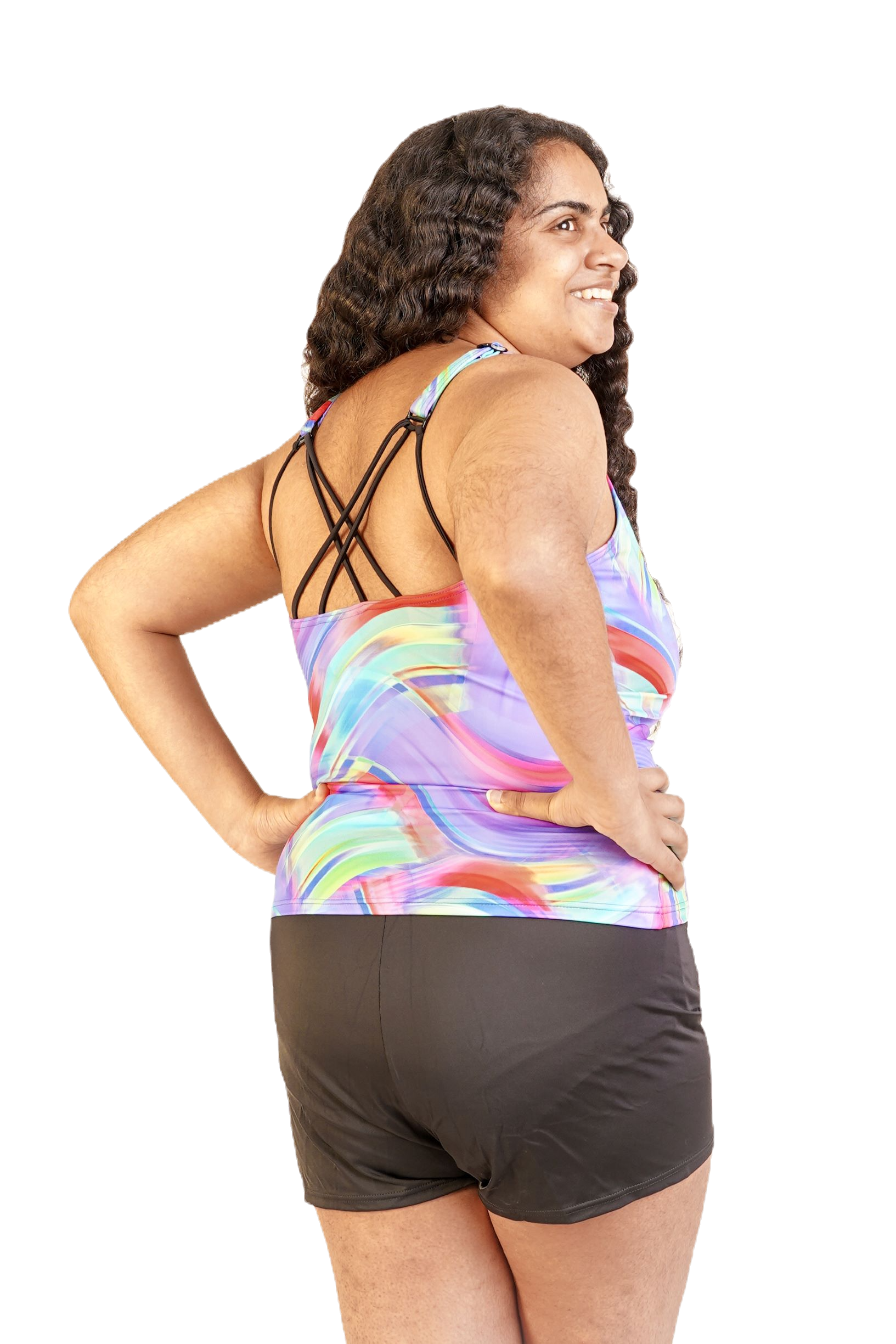 Kes-Vir Ladies Indigo Wave Tankini with Shorts