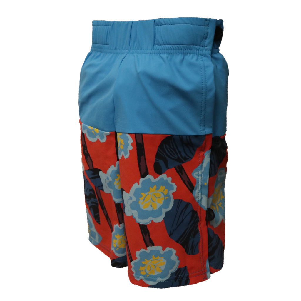 Kes-Vir Boy's Wrap Swim Shorts - Floral Blue