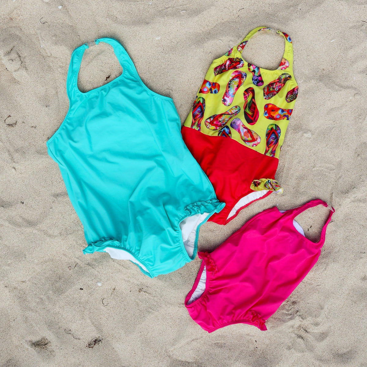 Kes Vir Girl's Halterneck Swimsuit in Tropic Turquoise