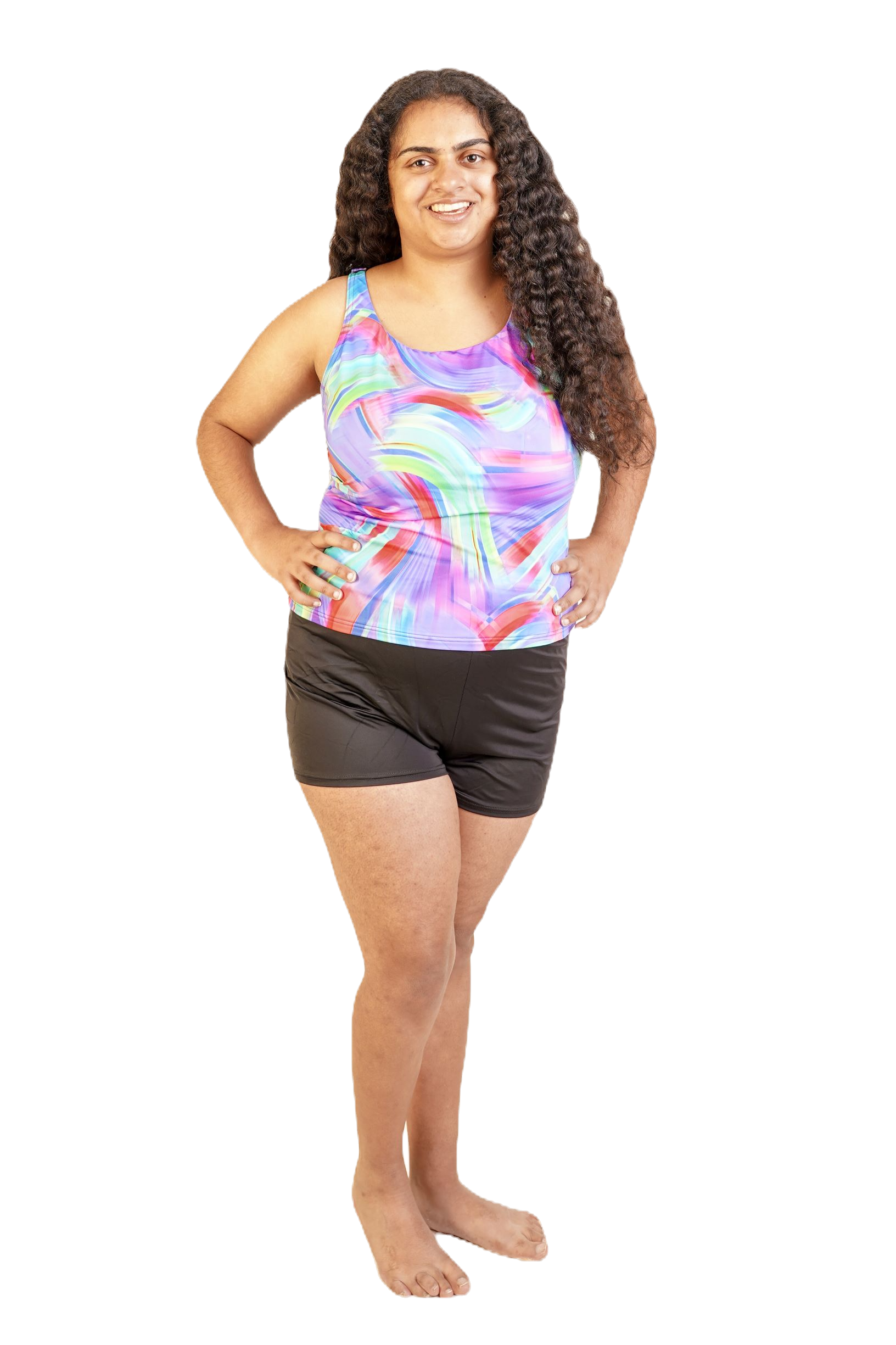 Kes-Vir Ladies Indigo Wave Tankini with Shorts