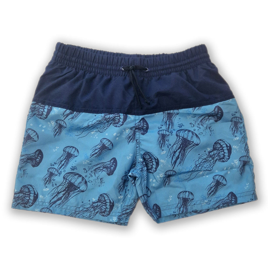 Kes Vir Boy's Jellyfish Board Swim Shorts - Navy/blue