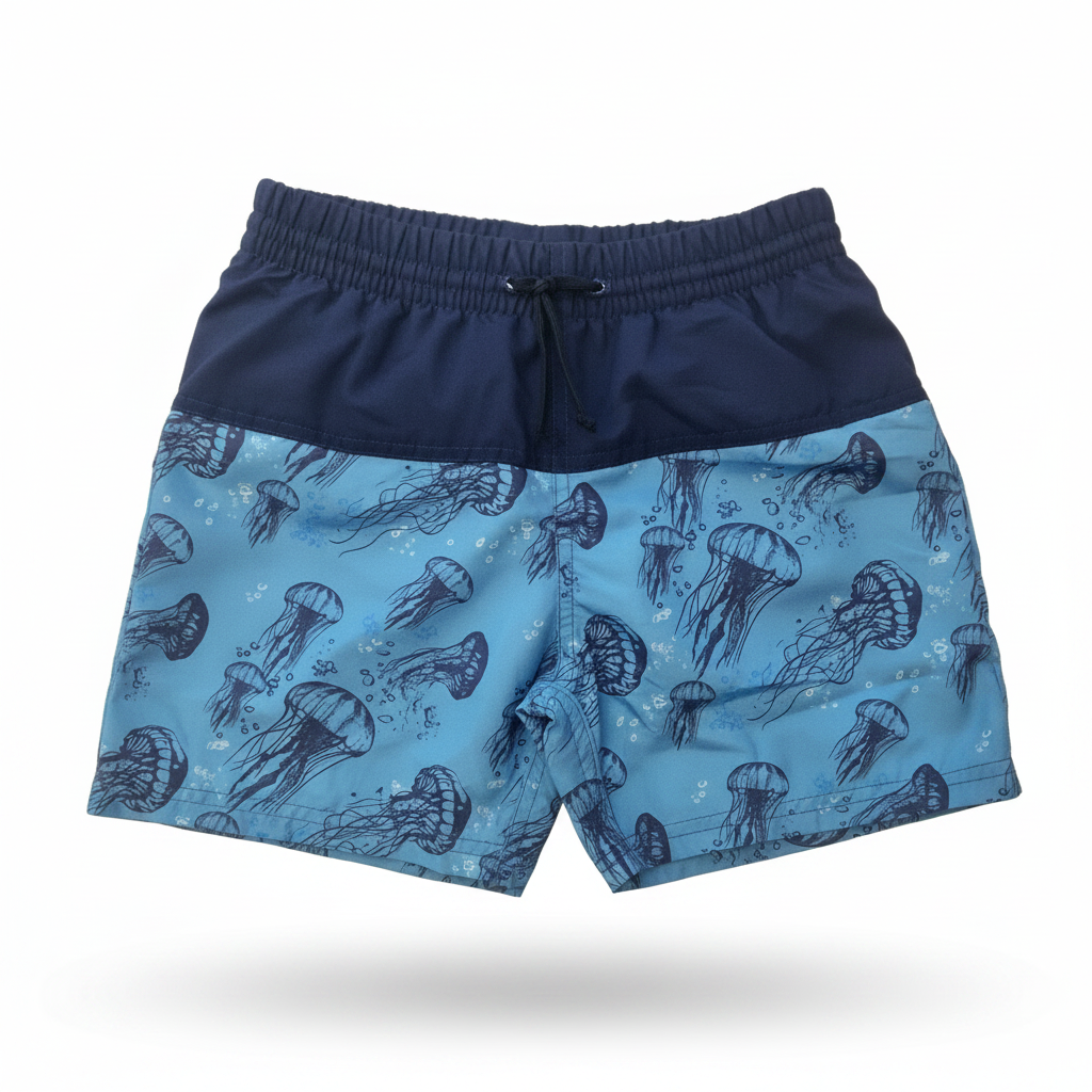 Kes Vir Boy's Jellyfish Board Swim Shorts - Navy/blue