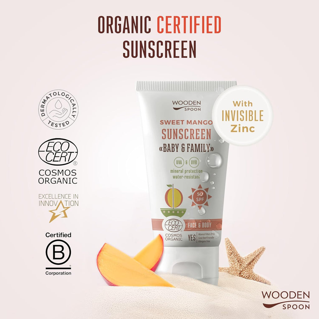 Guardian Angels Naturals - Organic Sunscreen Lotion Baby & Family 50 SPF - Sweet Mango - 150ml