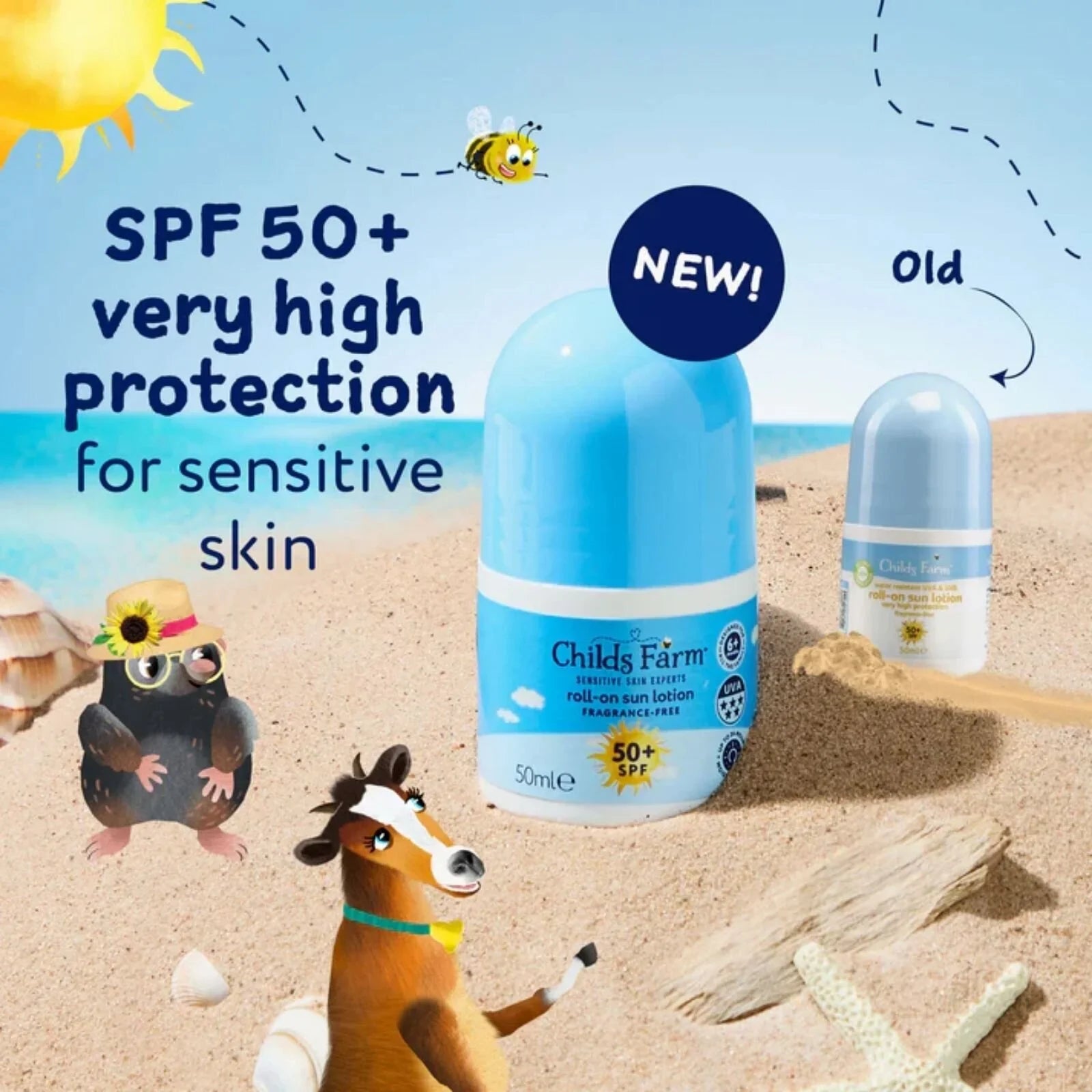 Childs Farm SPF50+ Roll On Fragrance Free Sun Lotion - 50ml