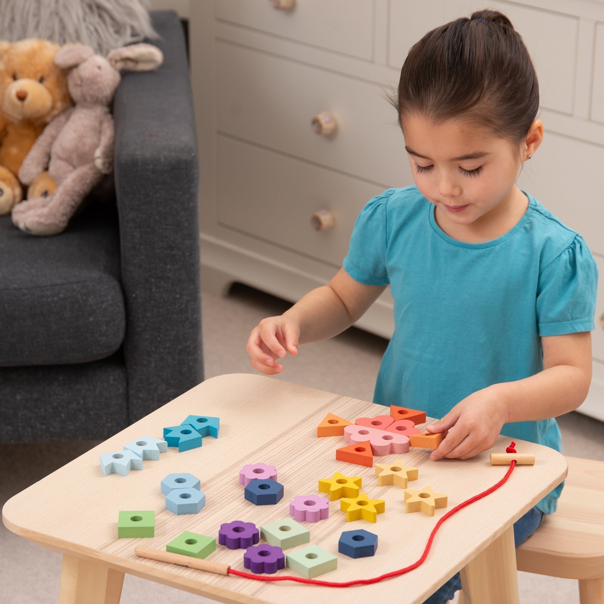 tickit Rainbow Wooden Lacing Shapes
