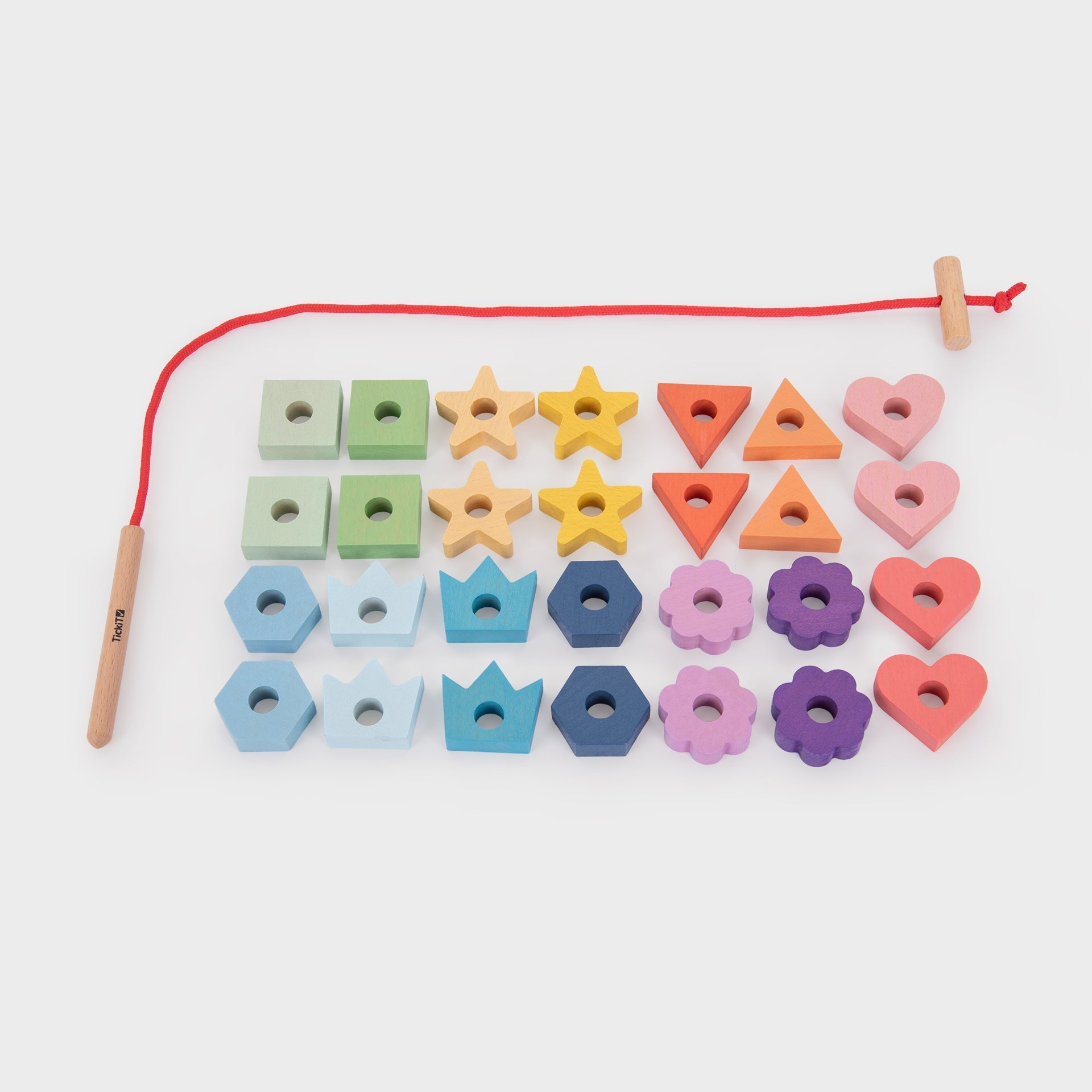 tickit Rainbow Wooden Lacing Shapes