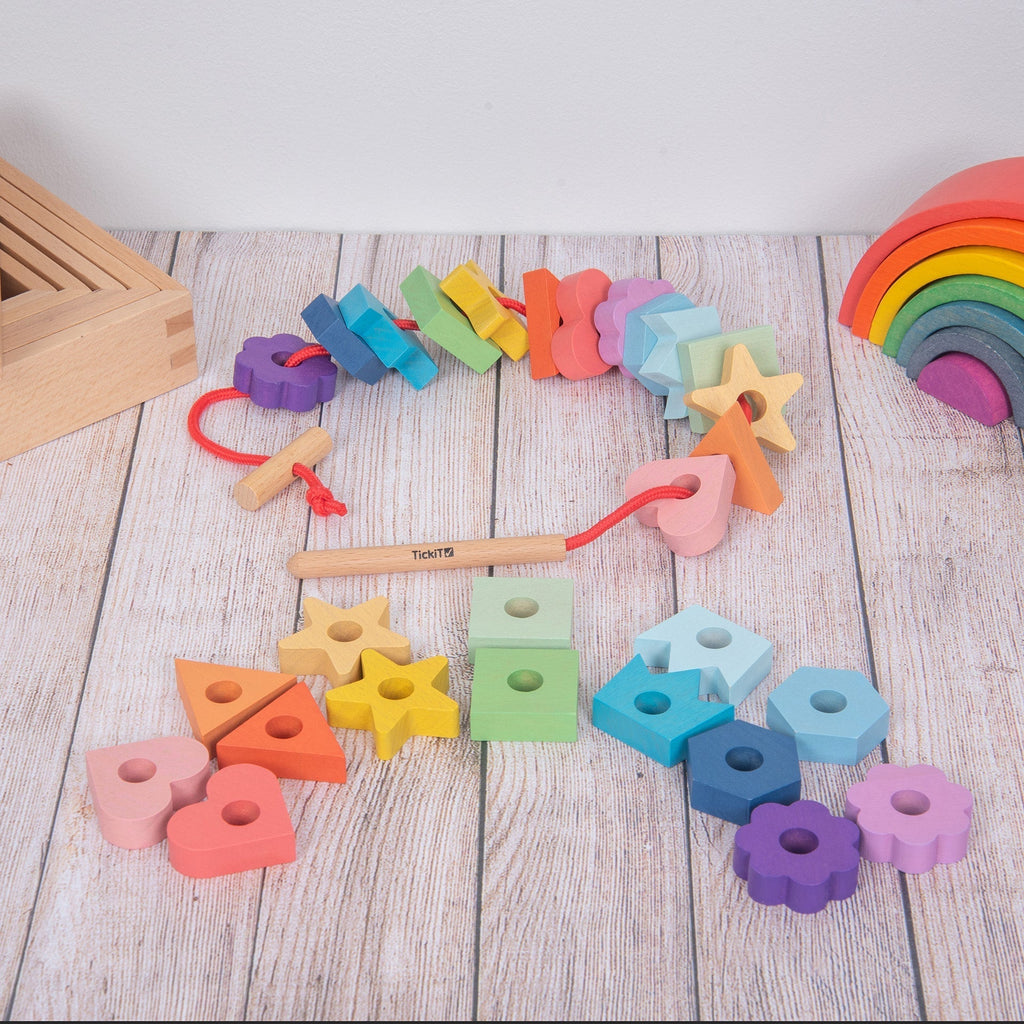 tickit Rainbow Wooden Lacing Shapes