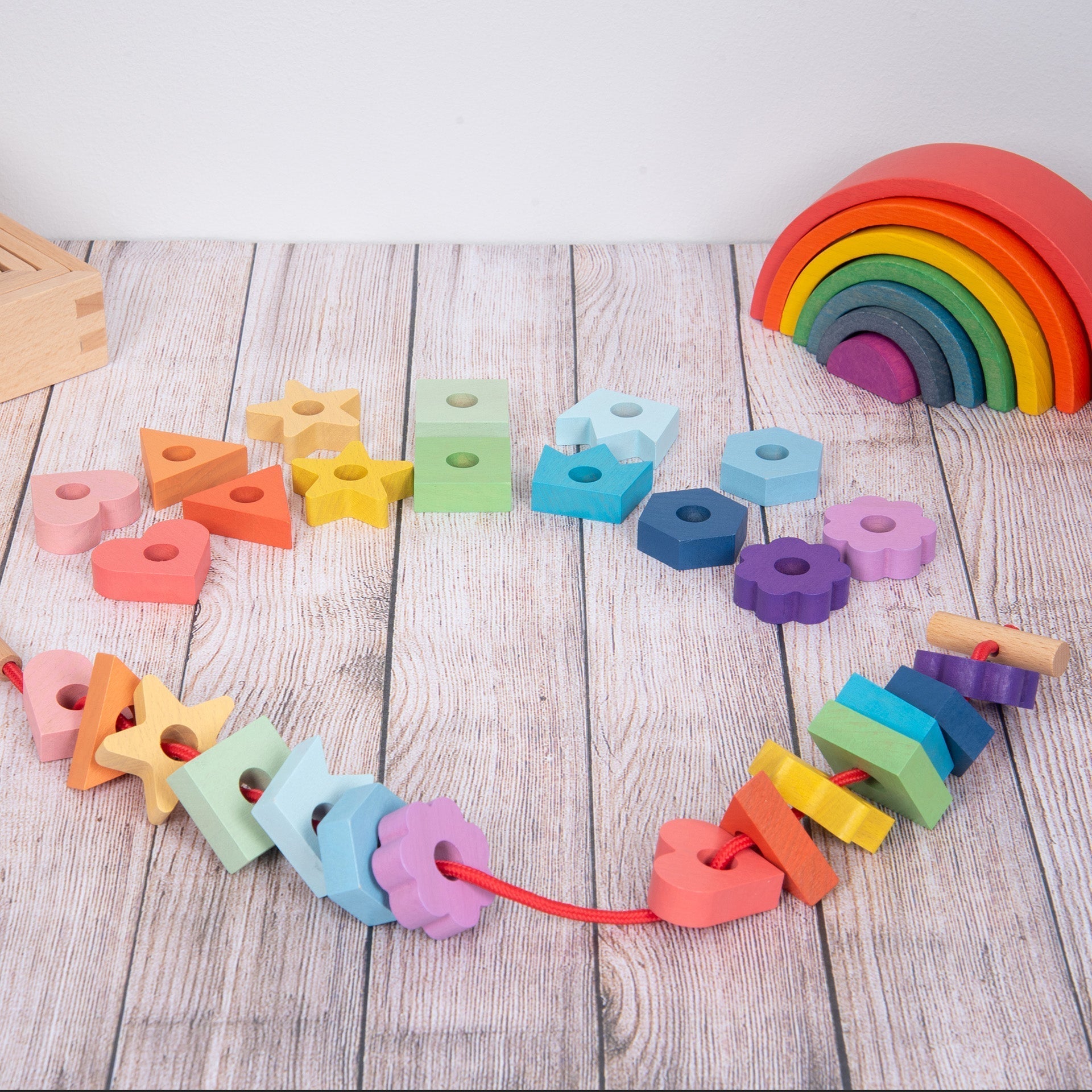 tickit Rainbow Wooden Lacing Shapes