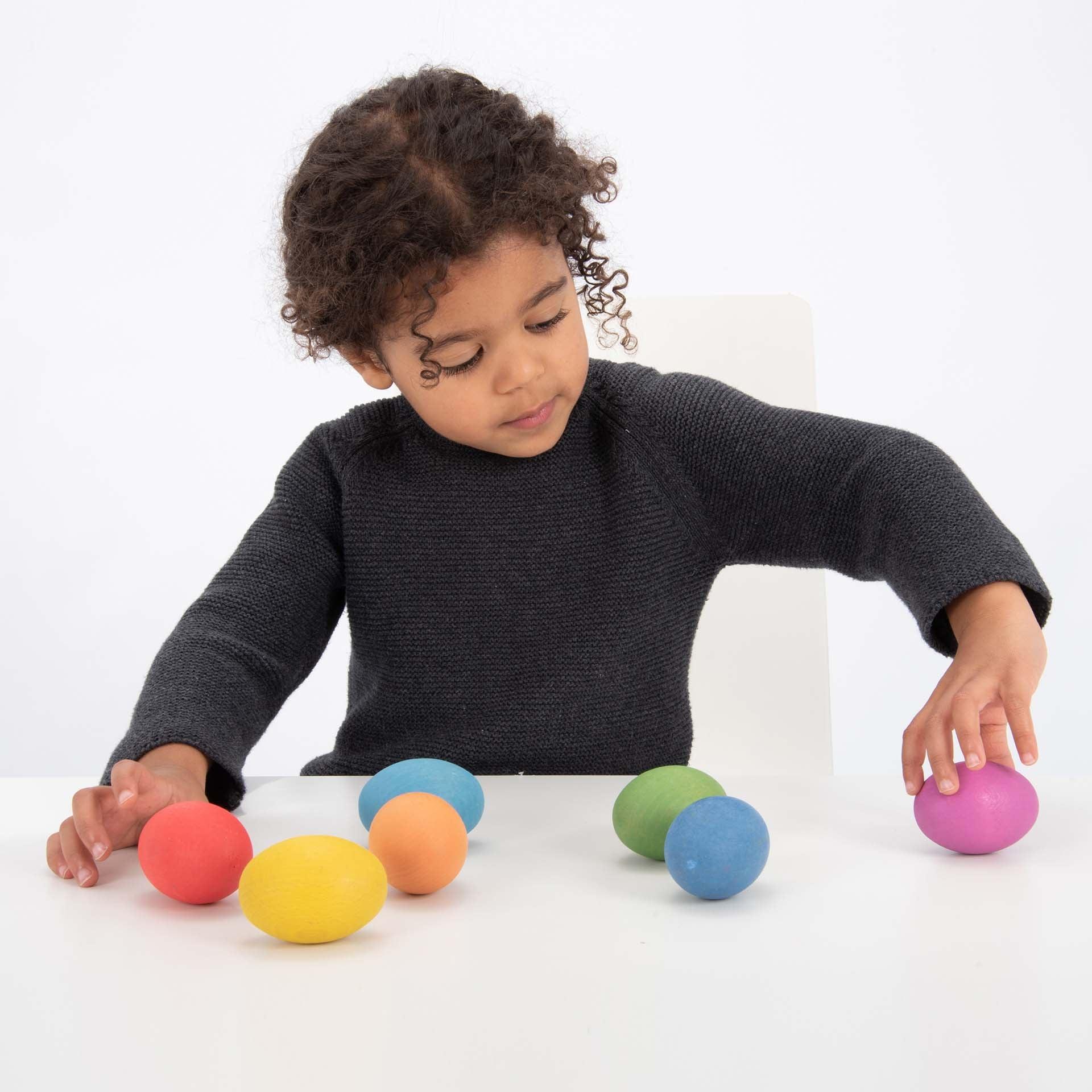 tickit Rainbow Wooden Eggs - Set of 7