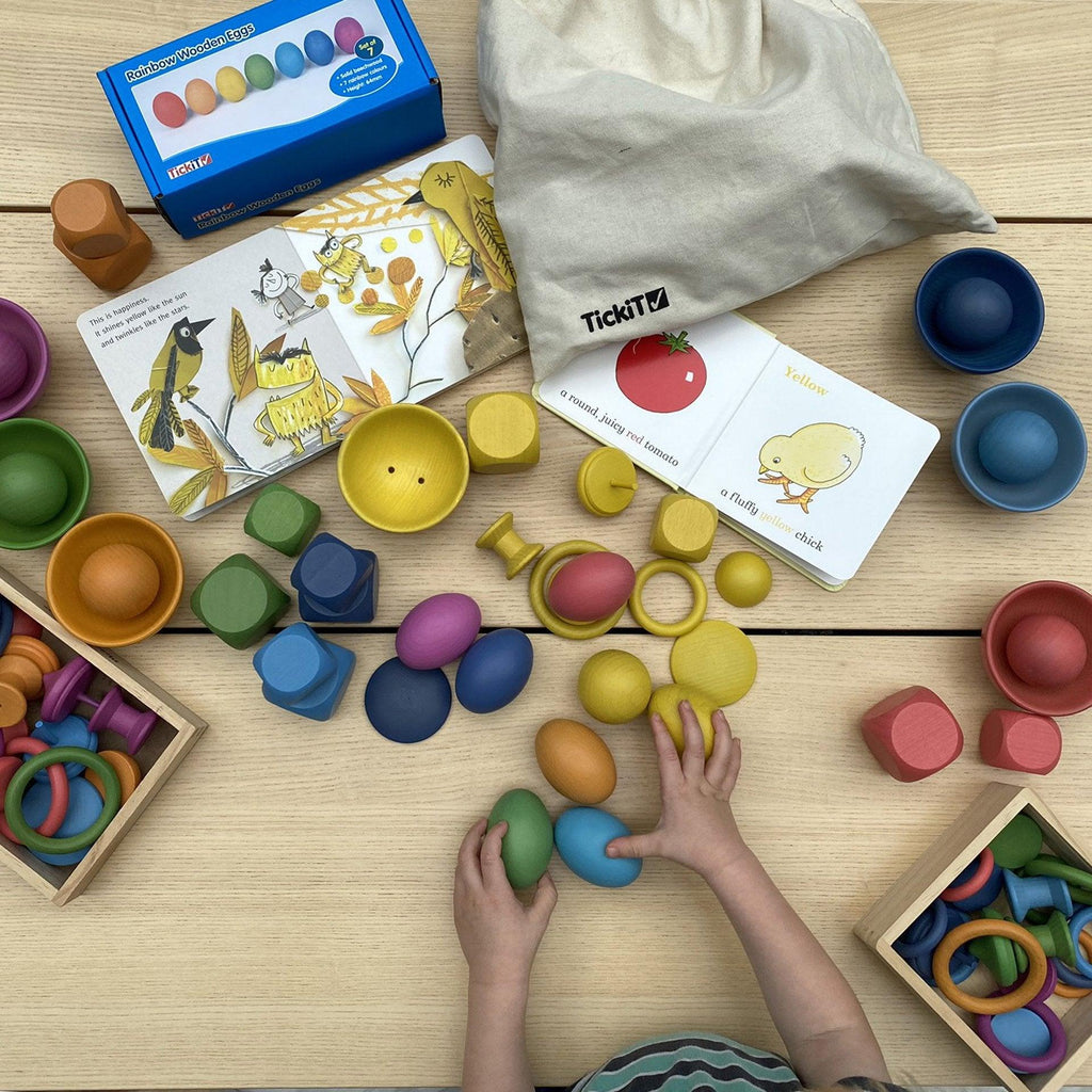 tickit Rainbow Wooden Eggs - Set of 7