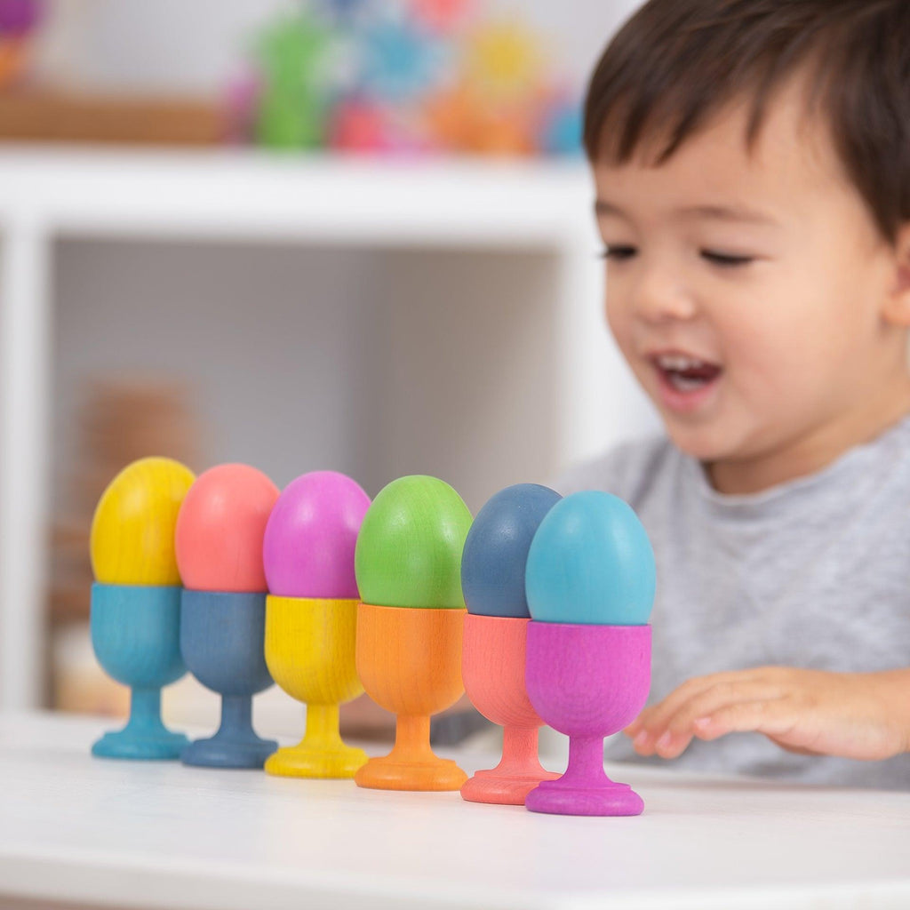 tickit Rainbow Wooden Eggs - Set of 7