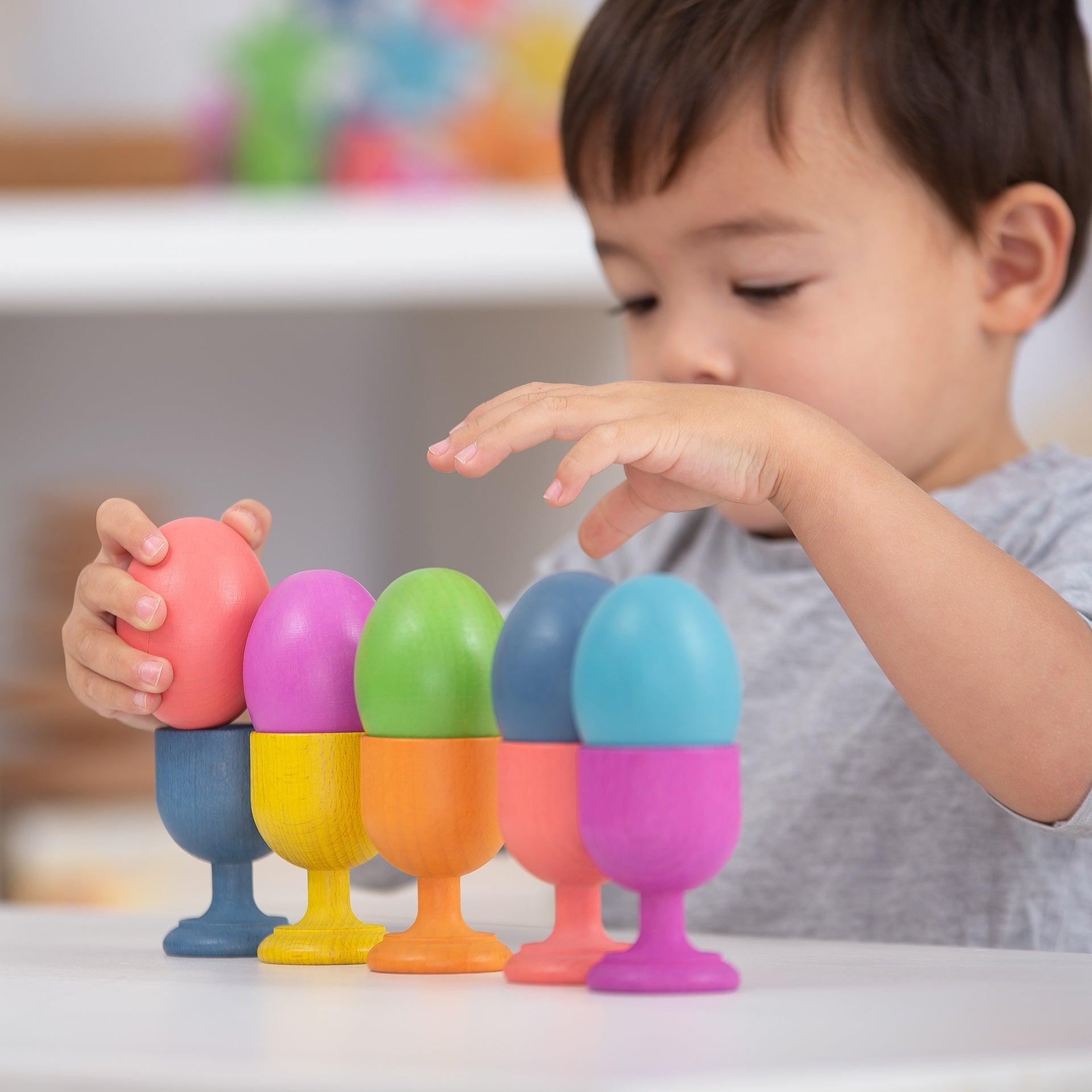 tickit Rainbow Wooden Eggs - Set of 7