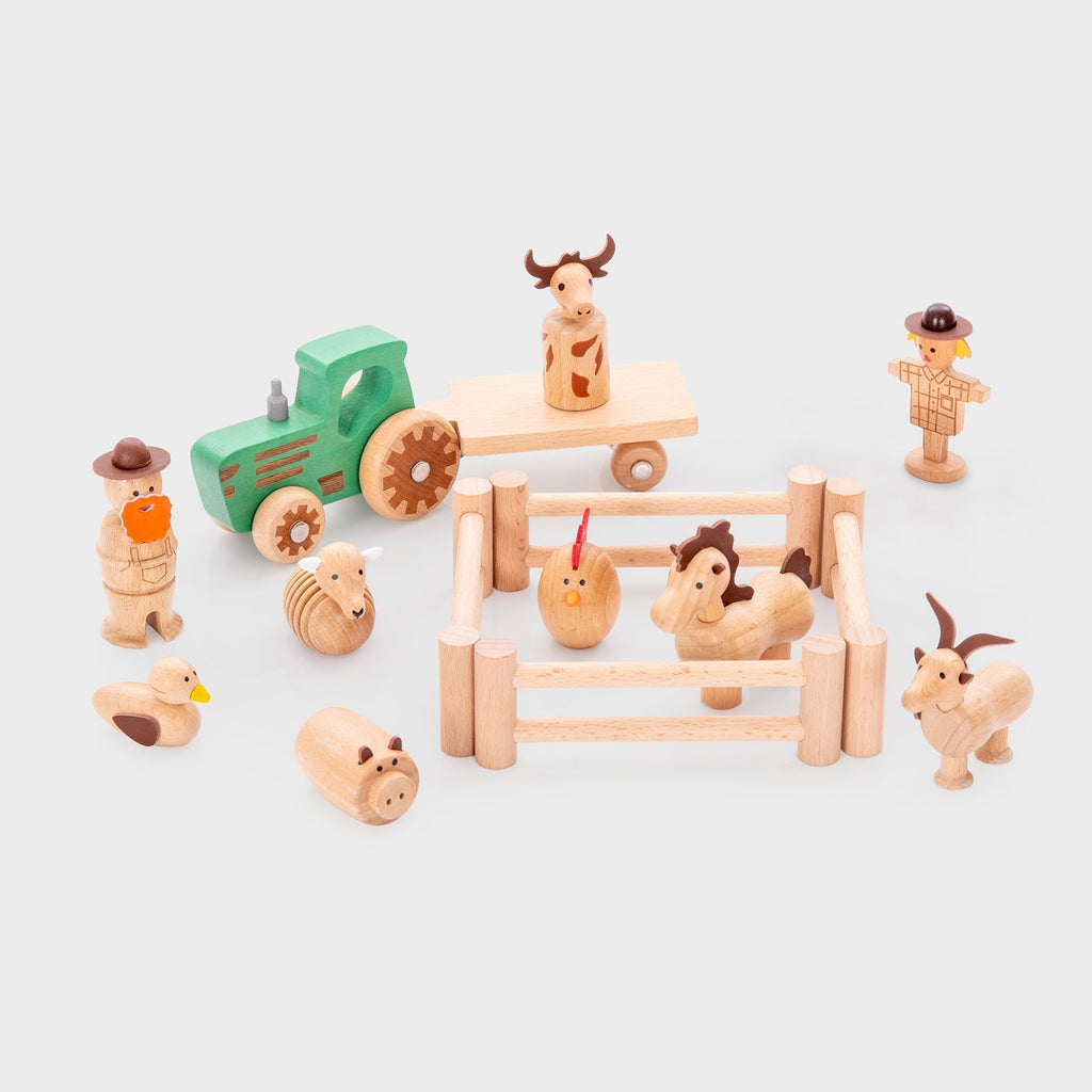 Wooden Farm Set - 11 pieces