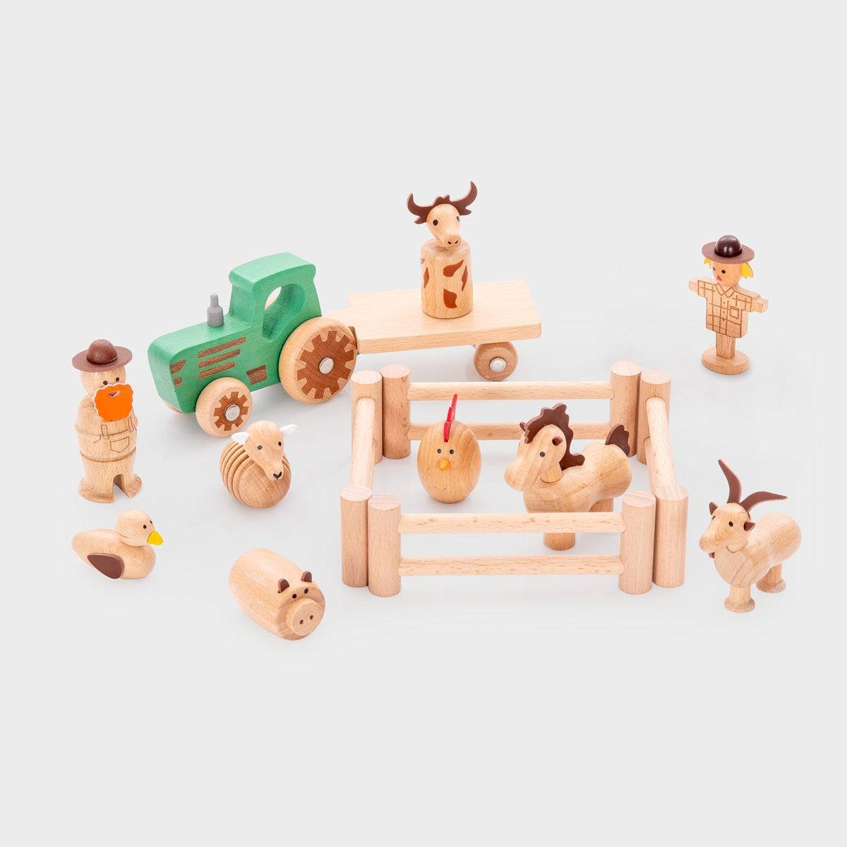 Wooden Farm Set - 11 pieces