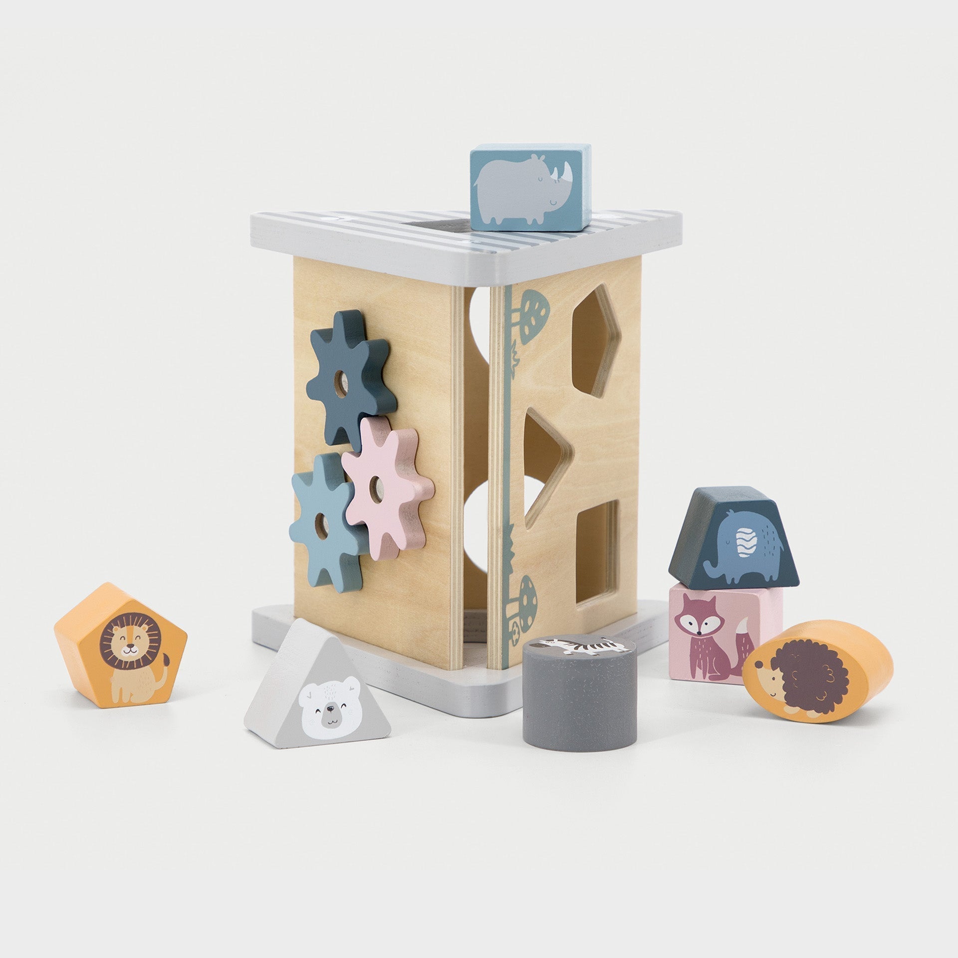 Wooden Shape Sorter & Gear Play