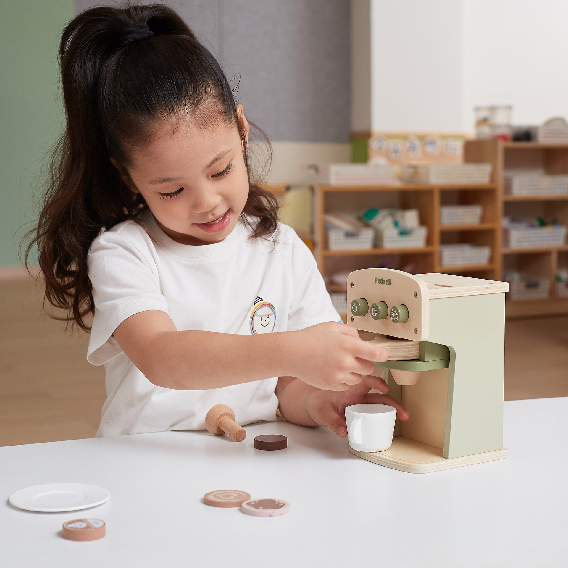 Wooden Coffee Machine Set