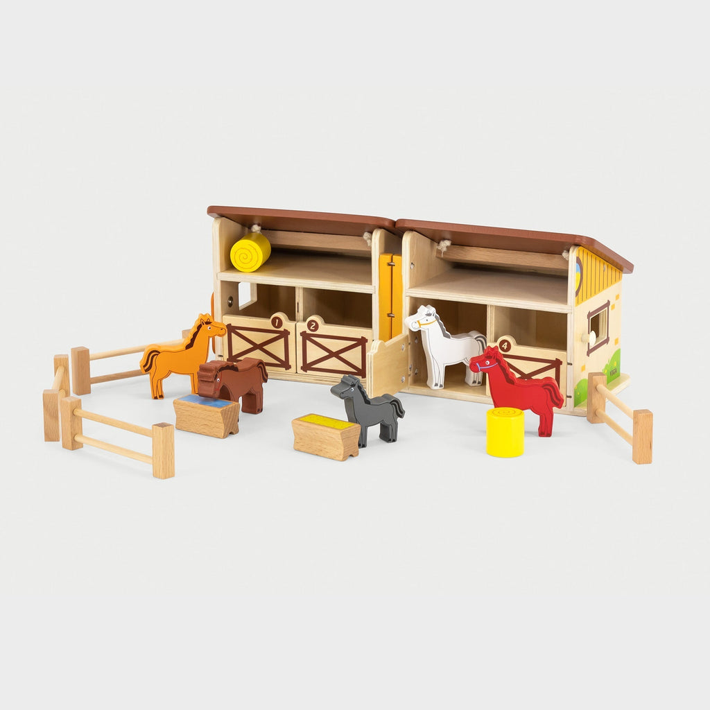 Wooden Foldable Stable Playset