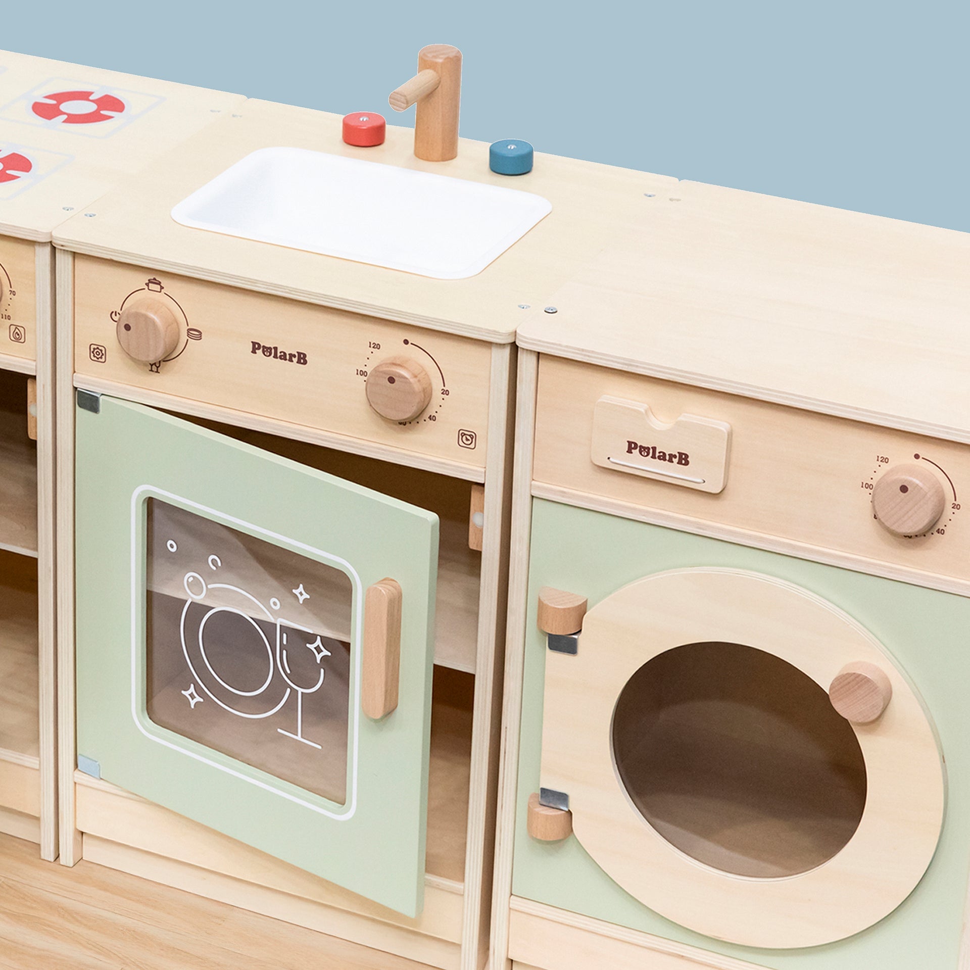 Wooden Toddler Play Kitchen Set