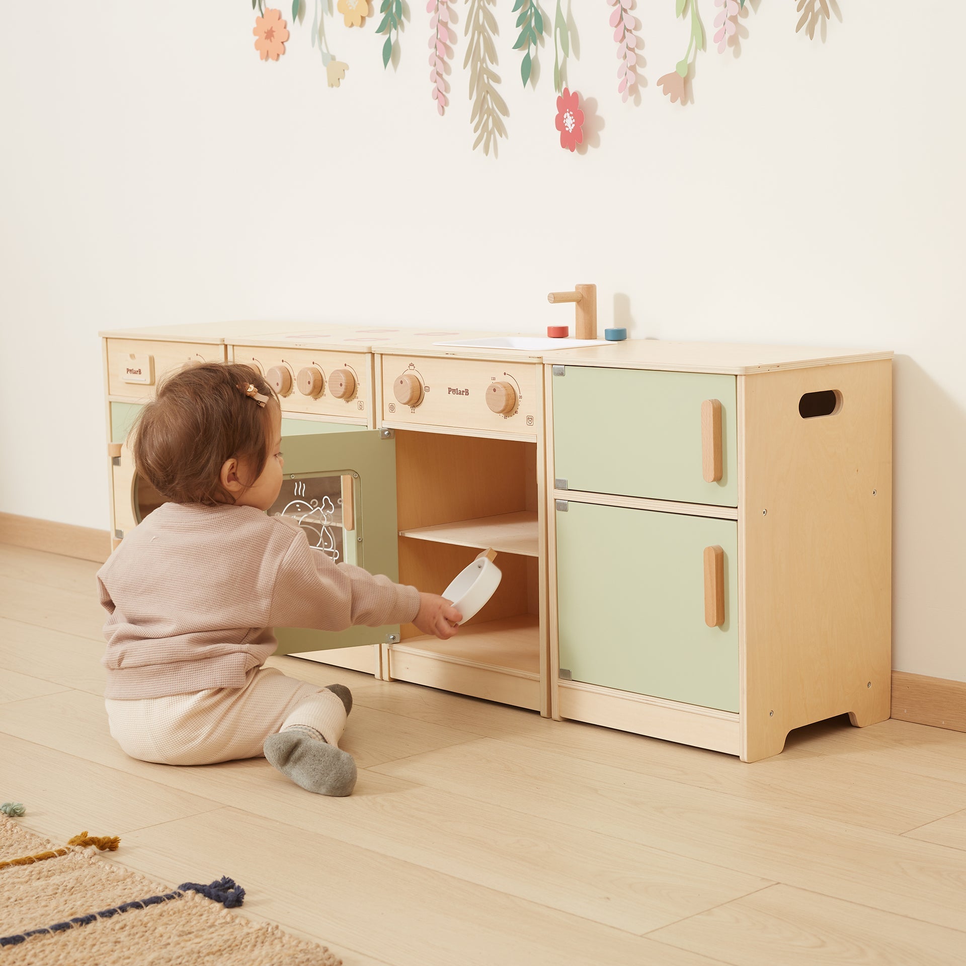 Wooden Toddler Play Kitchen Set