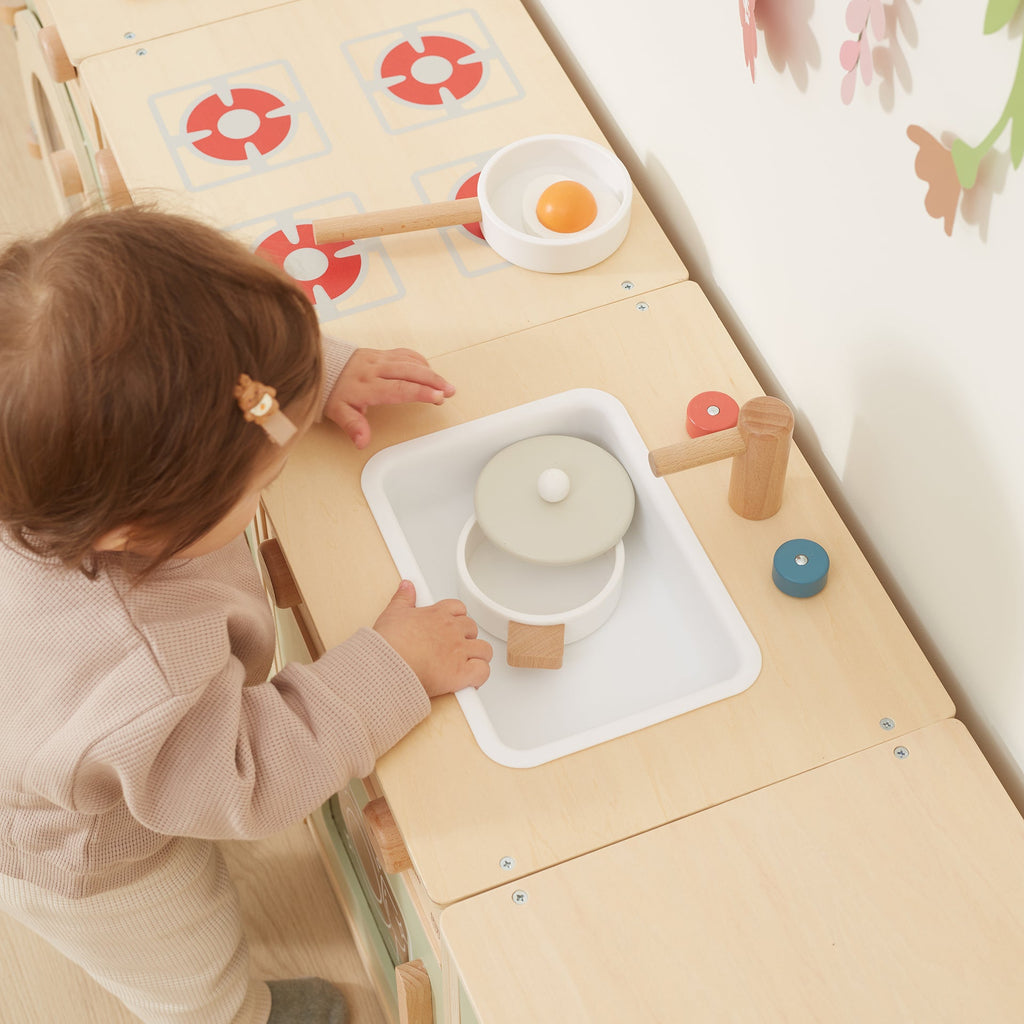 Wooden Toddler Play Kitchen Set