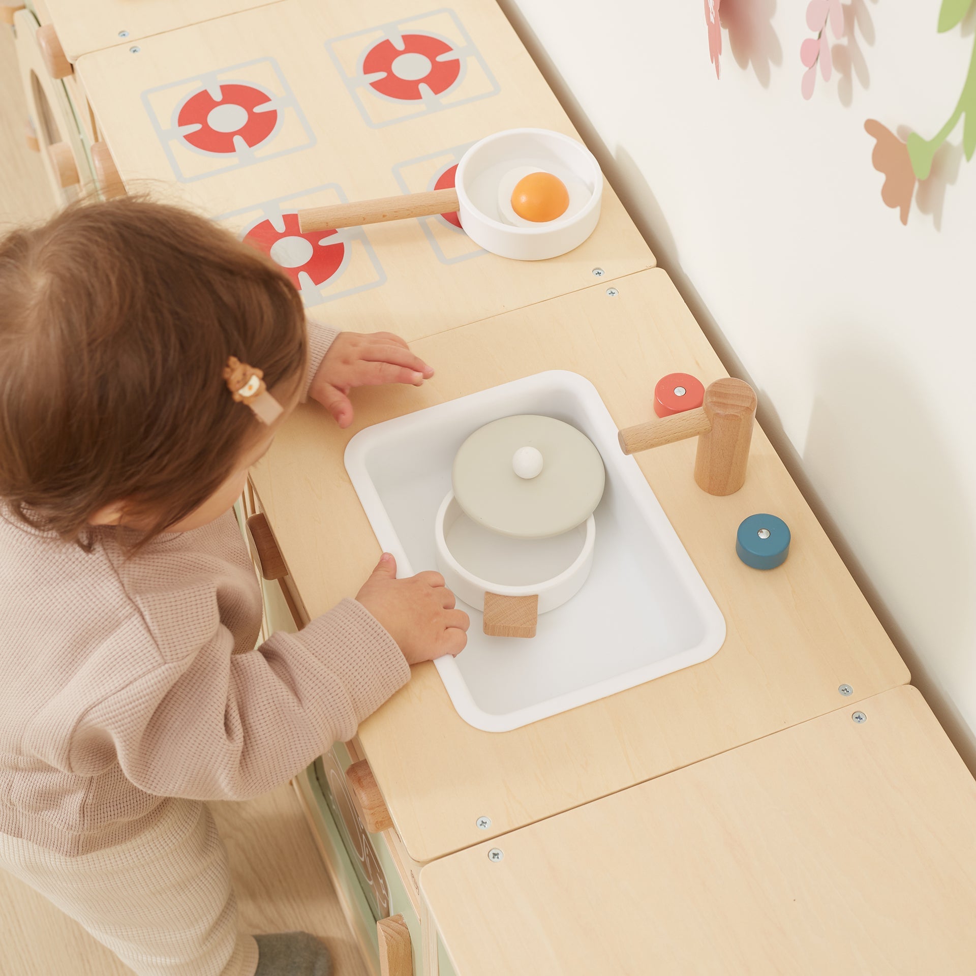 Wooden Toddler Play Kitchen Set