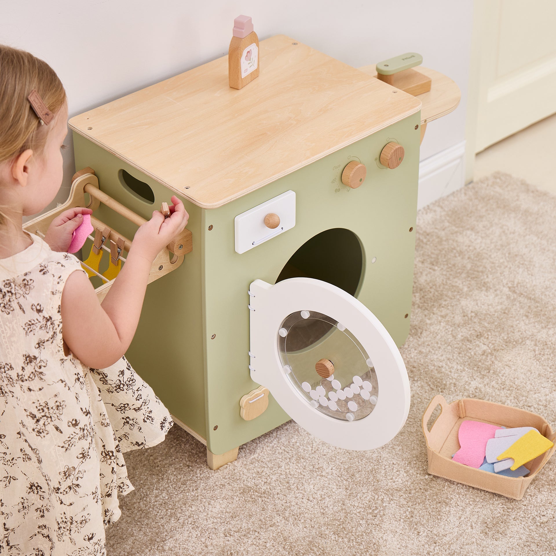 Wooden Washing Machine Set