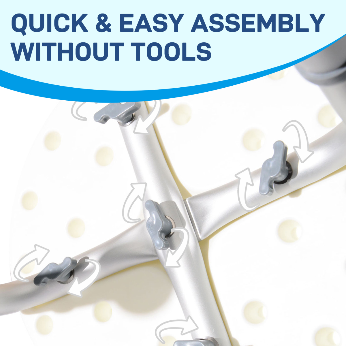 Bath / Shower Stool, Adjustable Height - White - Max 136kg