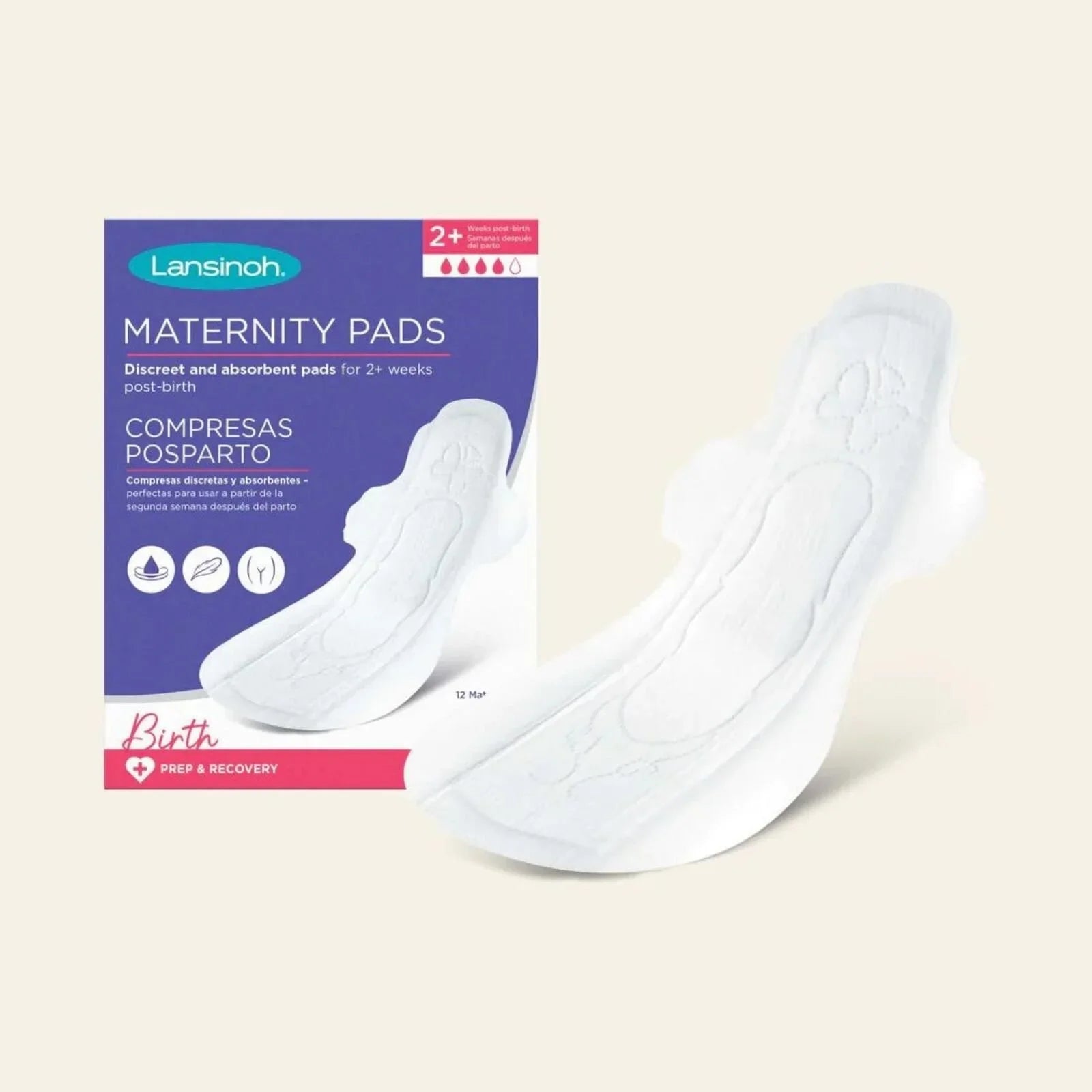 Lansinoh Discreet & Absorbent Maternity Pads for 2+ weeks Postpartum - Pack of 12