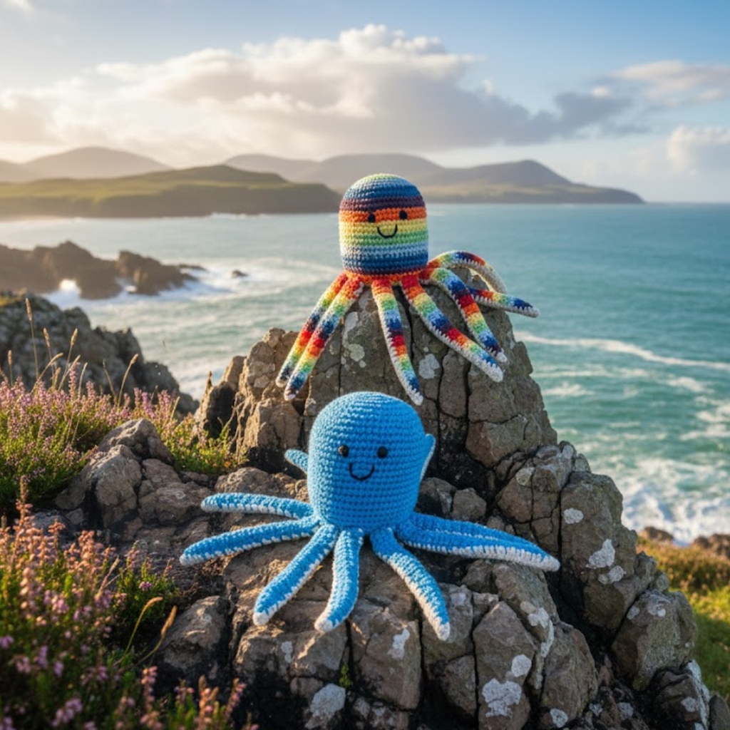 Best Years Ltd - Bright Octopus Baby Rattle Fair Trade Crochet Organic Cotton