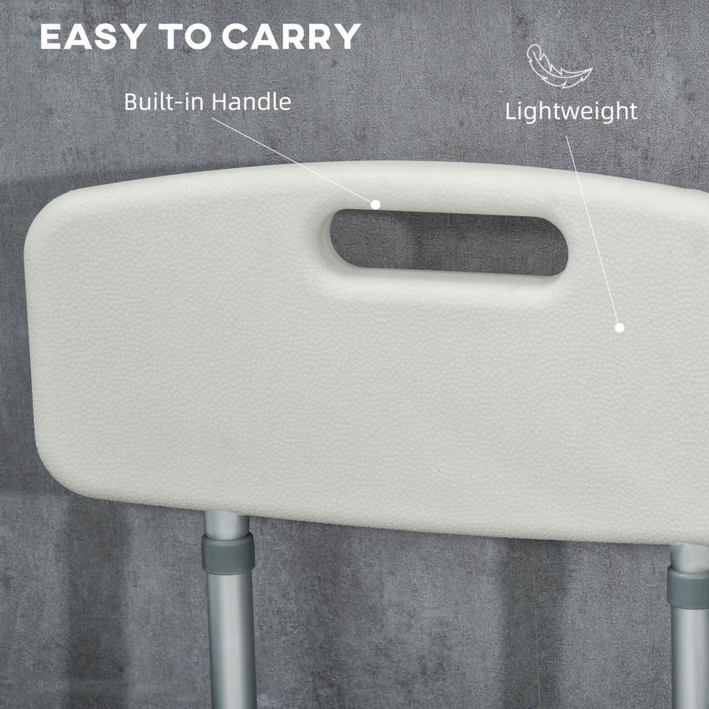 Bath / Shower Chair with Backrest & Armrests, Adjustable Height - Aluminium, Max 180kg