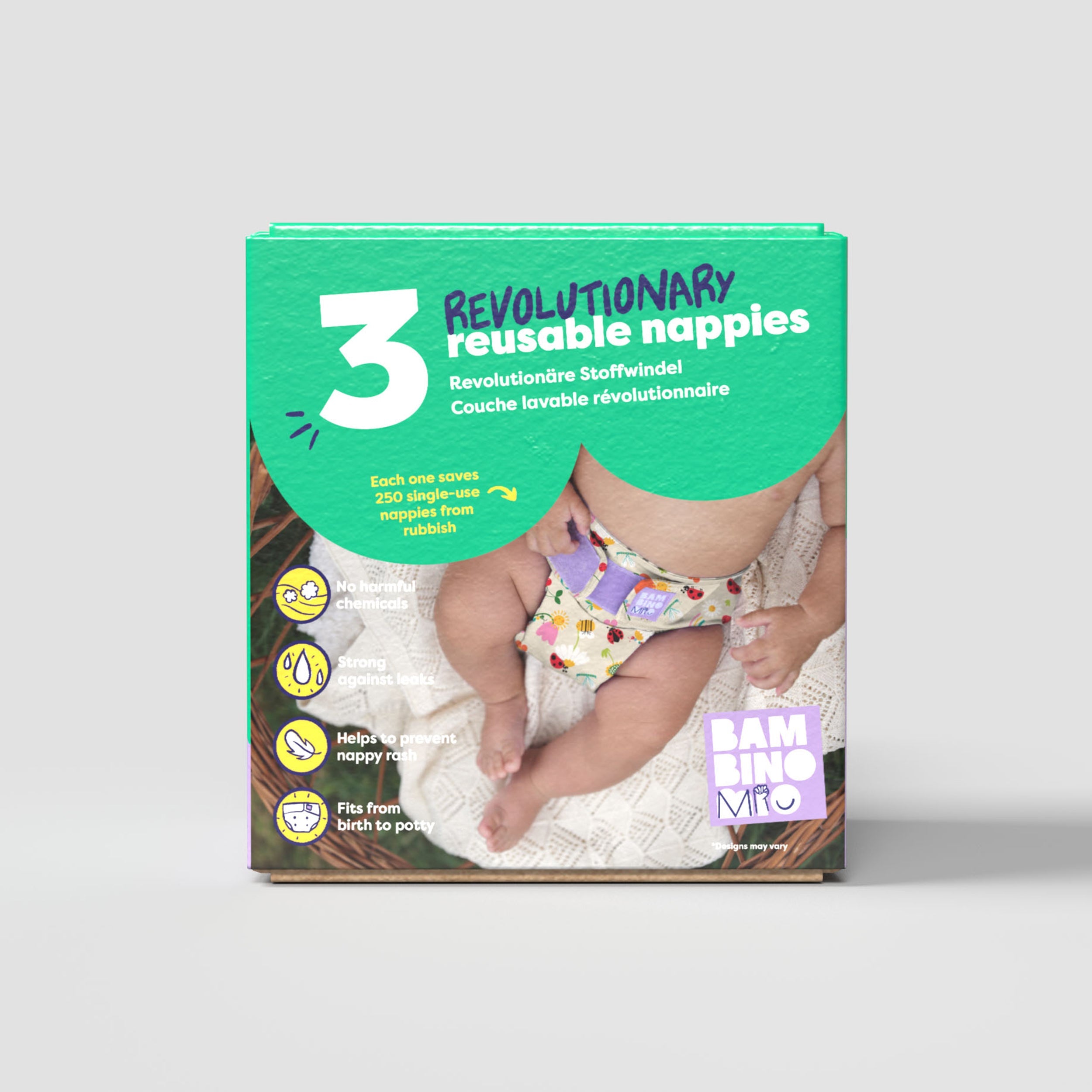 Revolutionary Try-Me-Trio Reusable Nappy Bundle - Garden Party