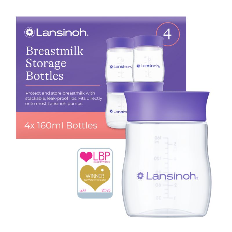 Lansinoh Plastic Milk Storage Bottles - 4 Pack