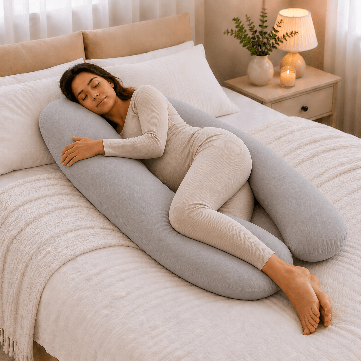 9 Ft Maternity Pillow And Case - Grey - Baby&More