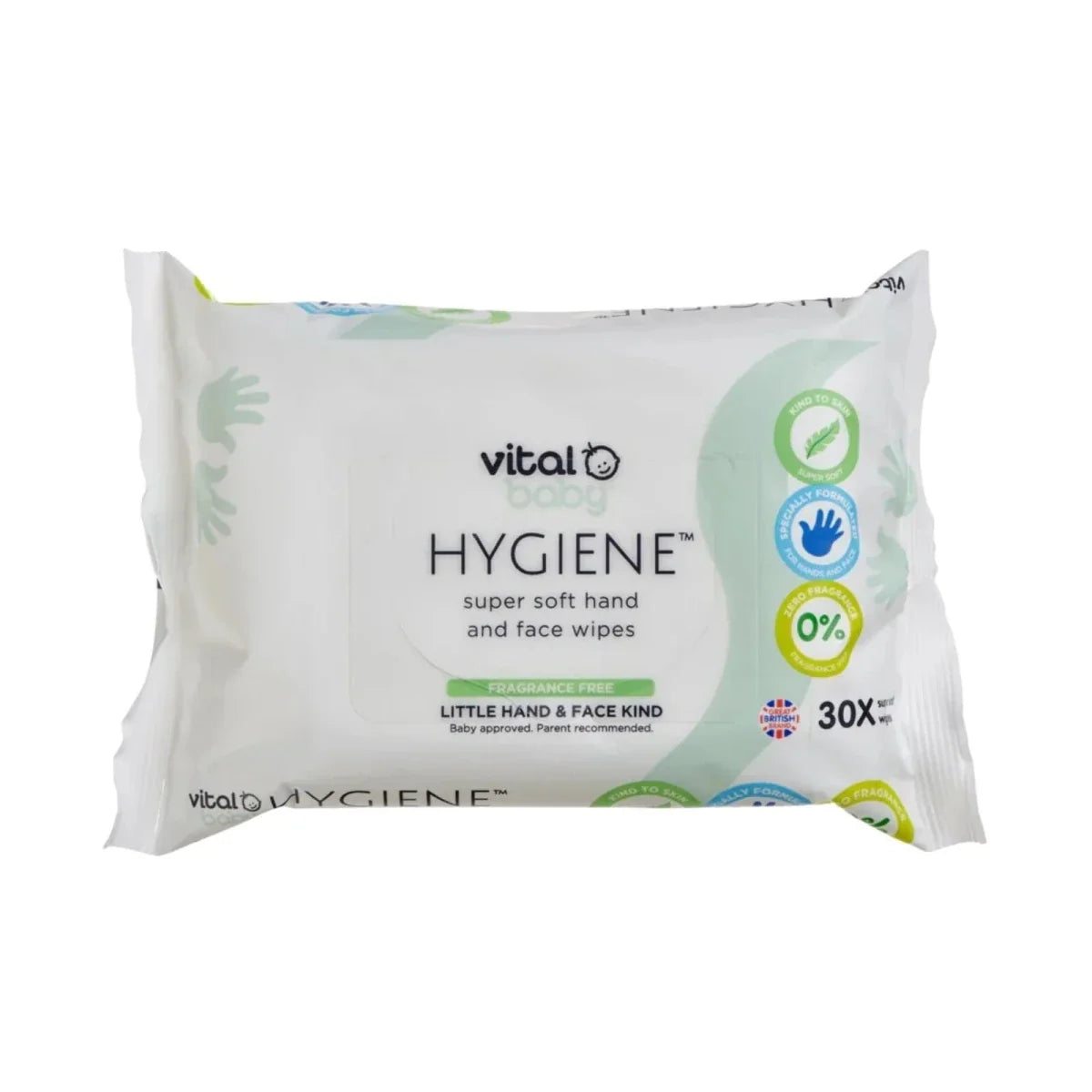 Vital Baby Hygiene Super Soft Fragrance Free Hand & Face Wipes - 12 packs