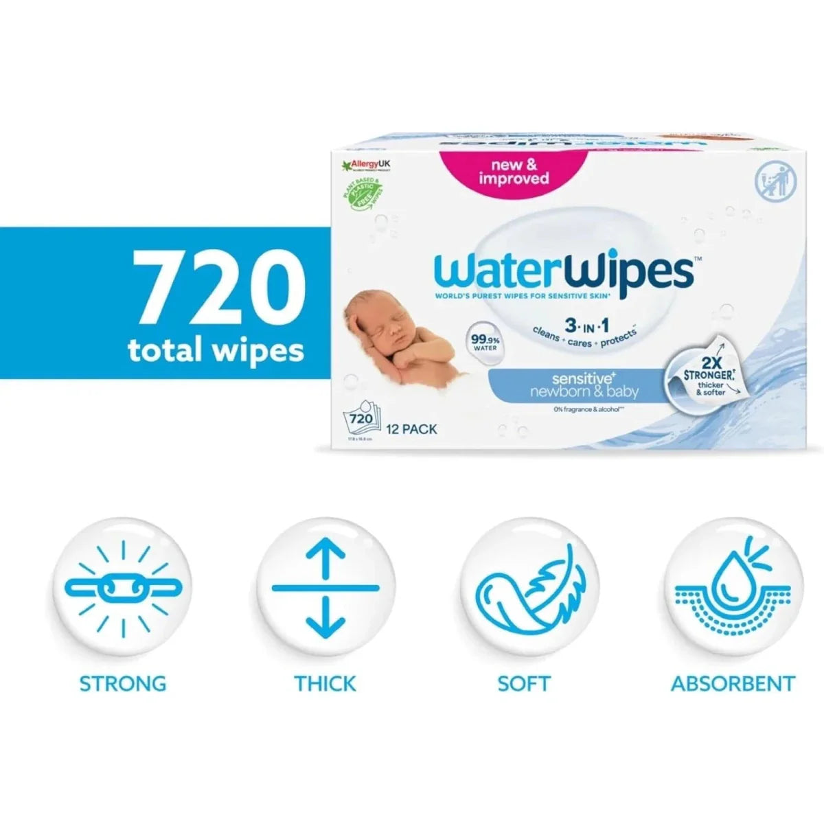WaterWipes Sensitive Baby Wipes - 12 Packs