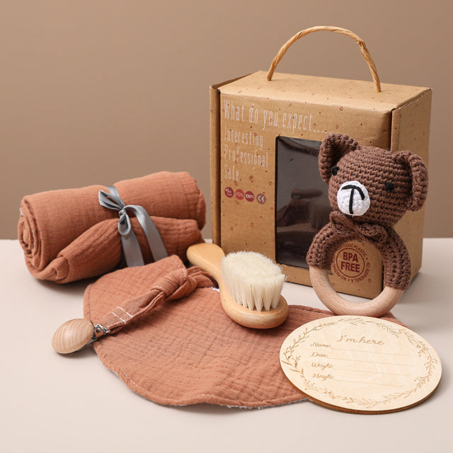 Baby Six Piece Gift Set with Rattle & Brush