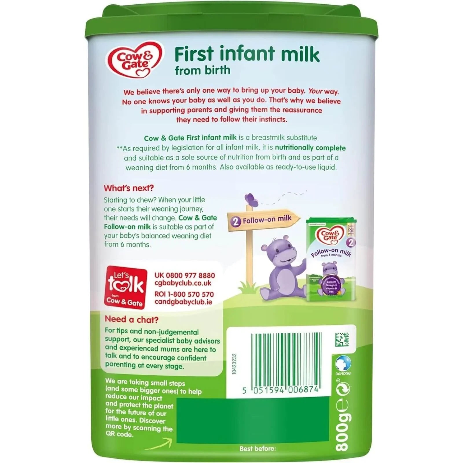 Cow and Gate 1 First Infant Milk Formula - 0-6 months 800g