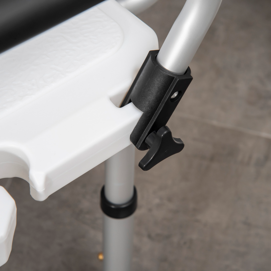 Bath / Shower Chair with Backrest & Armrests, Adjustable Height - Aluminium. Max 136kg