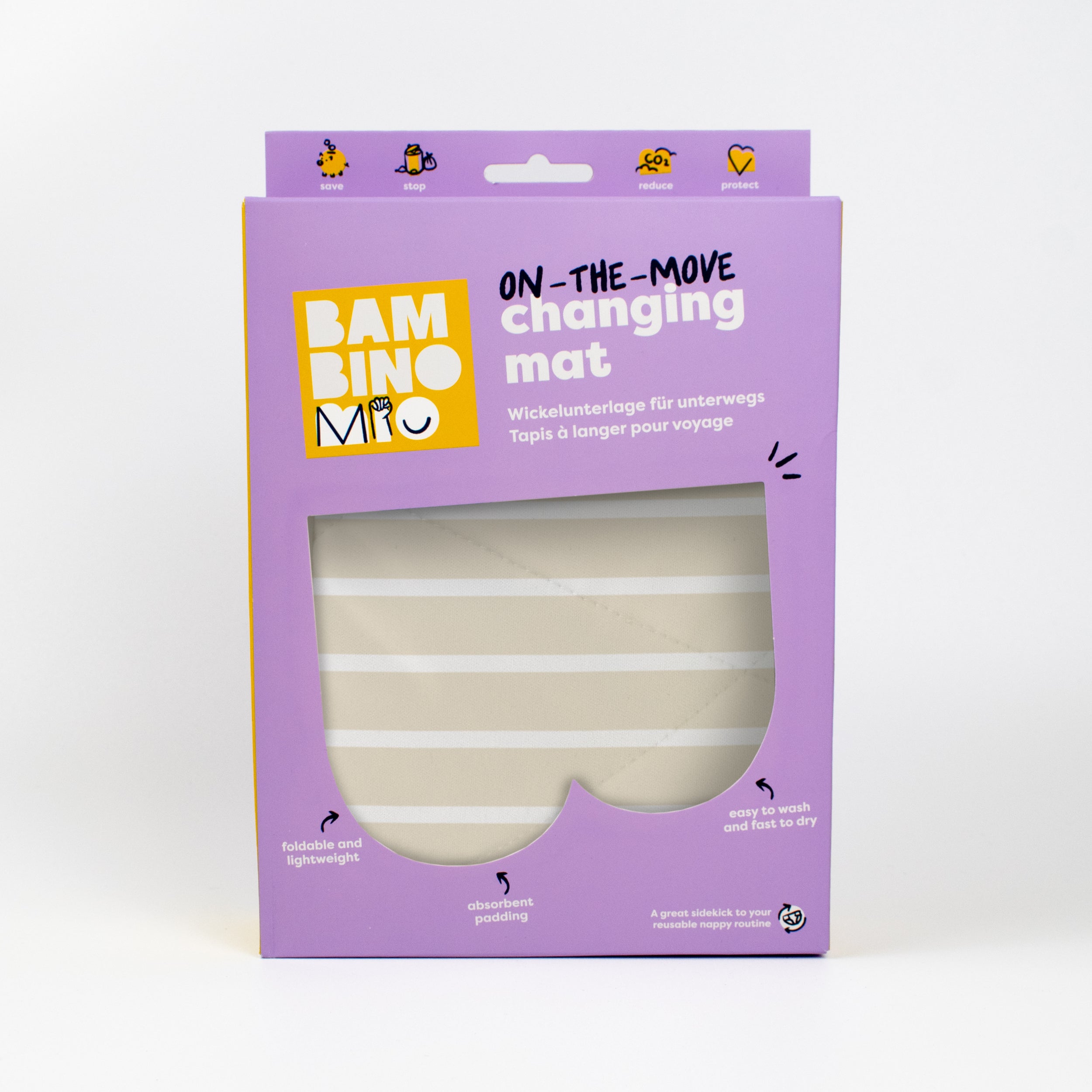 Bambino Mio On-The-Move Baby Changing Mat - Neutral Stripe