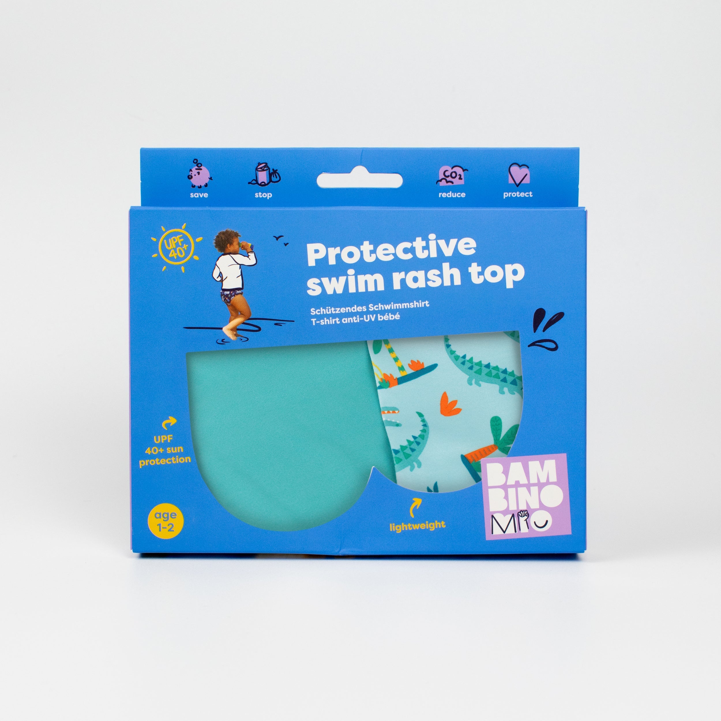 Bambino Mio UPF 40+ Soft and Gentle Protective Swim Rash Vest - Crafty Croc