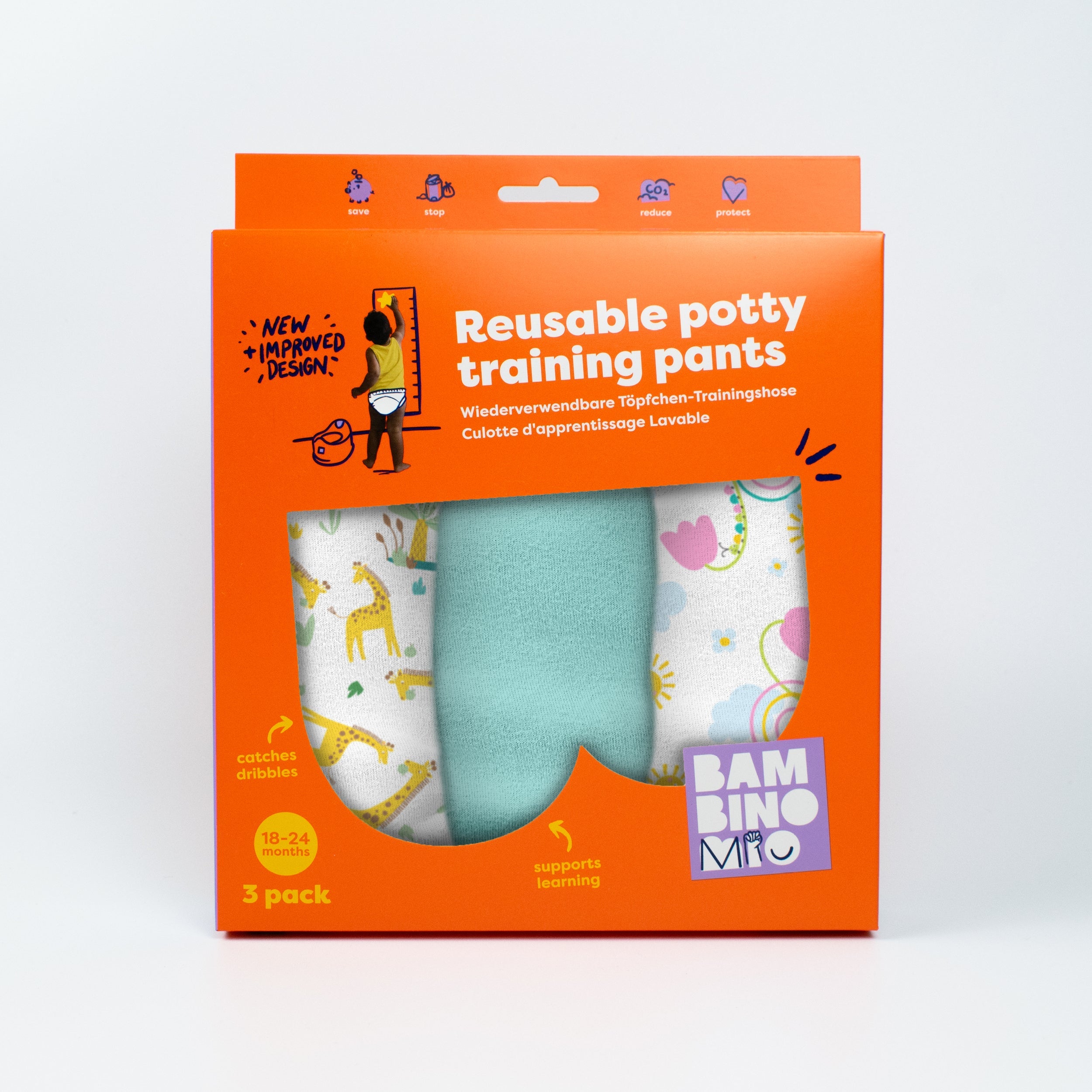 Bambino Mio 3 Pack Reusable Potty Training Pants - Blue Skies - Elite Design