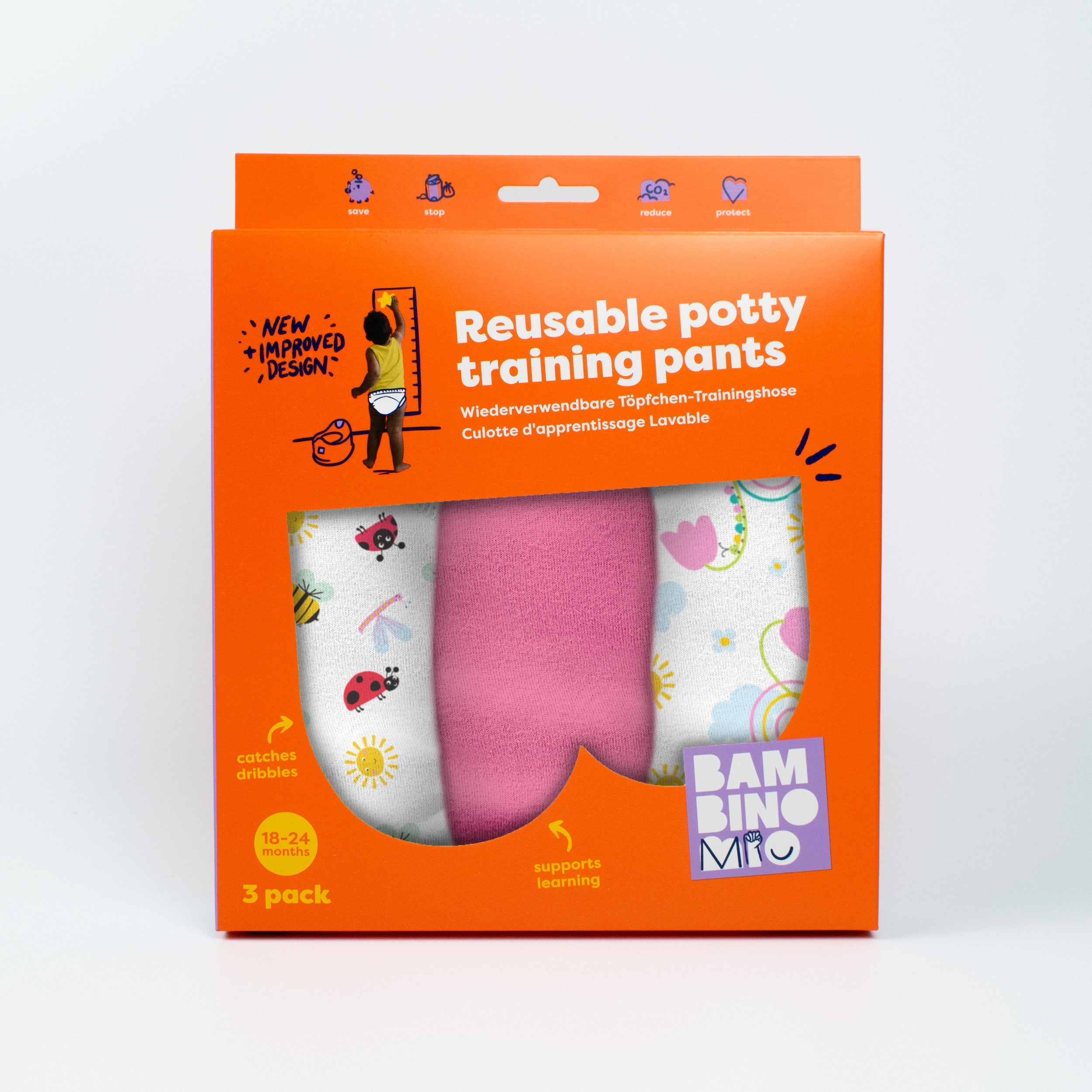 Bambino Mio 3 Pack Reusable Potty Training Pants - Garden Party - Elite Design