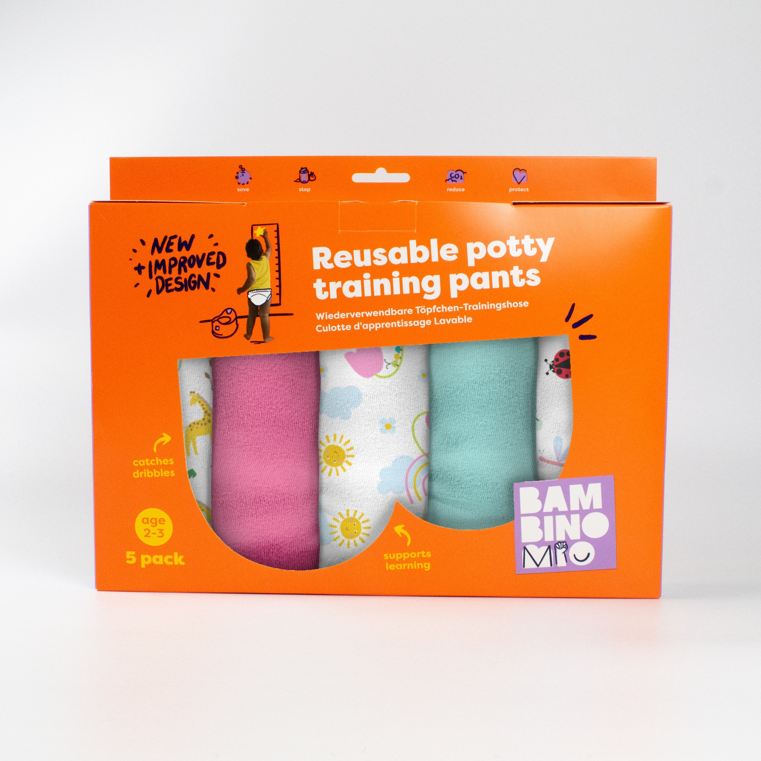 Bambino Mio Reusable Potty Training Pants - 5 Pack - Summer Smiles - Elite Design