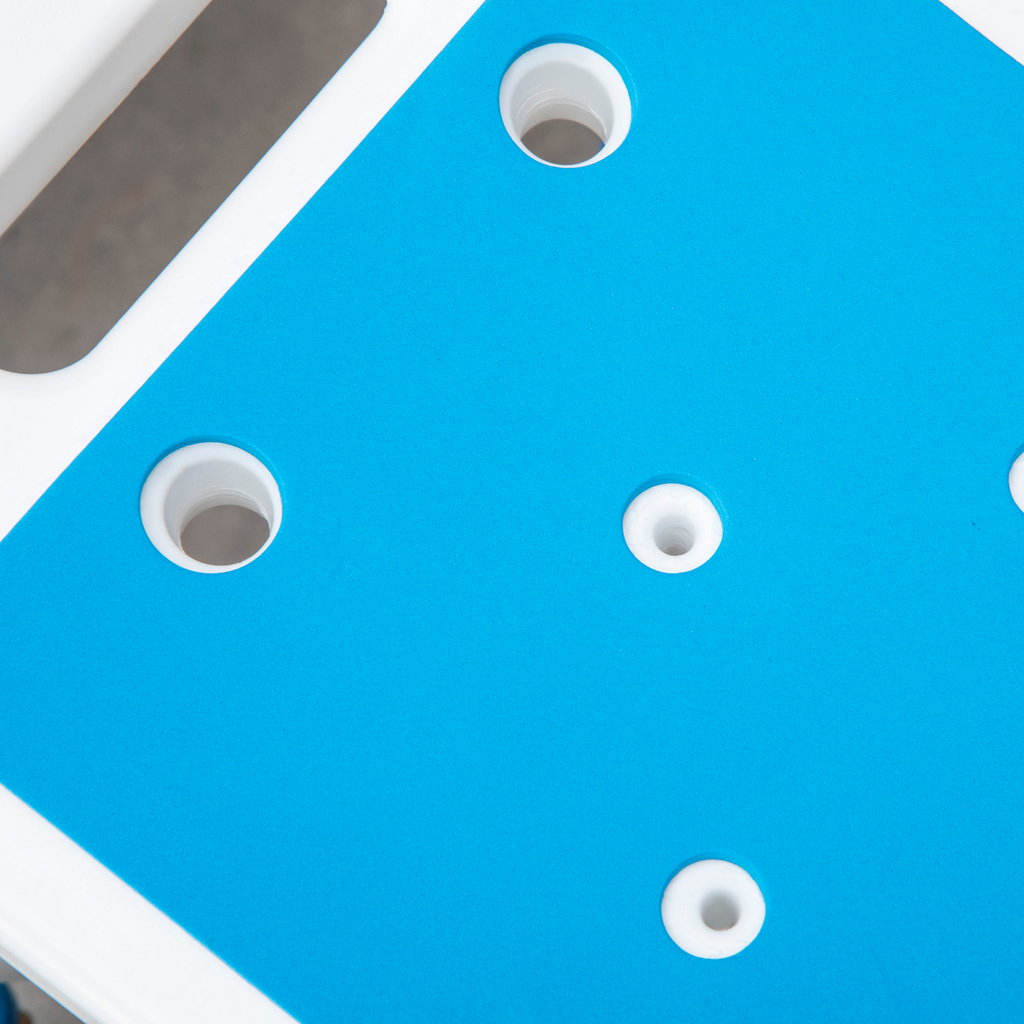 Bath / Shower Stool, Adjustable Height - White & Blue - Max 150kg